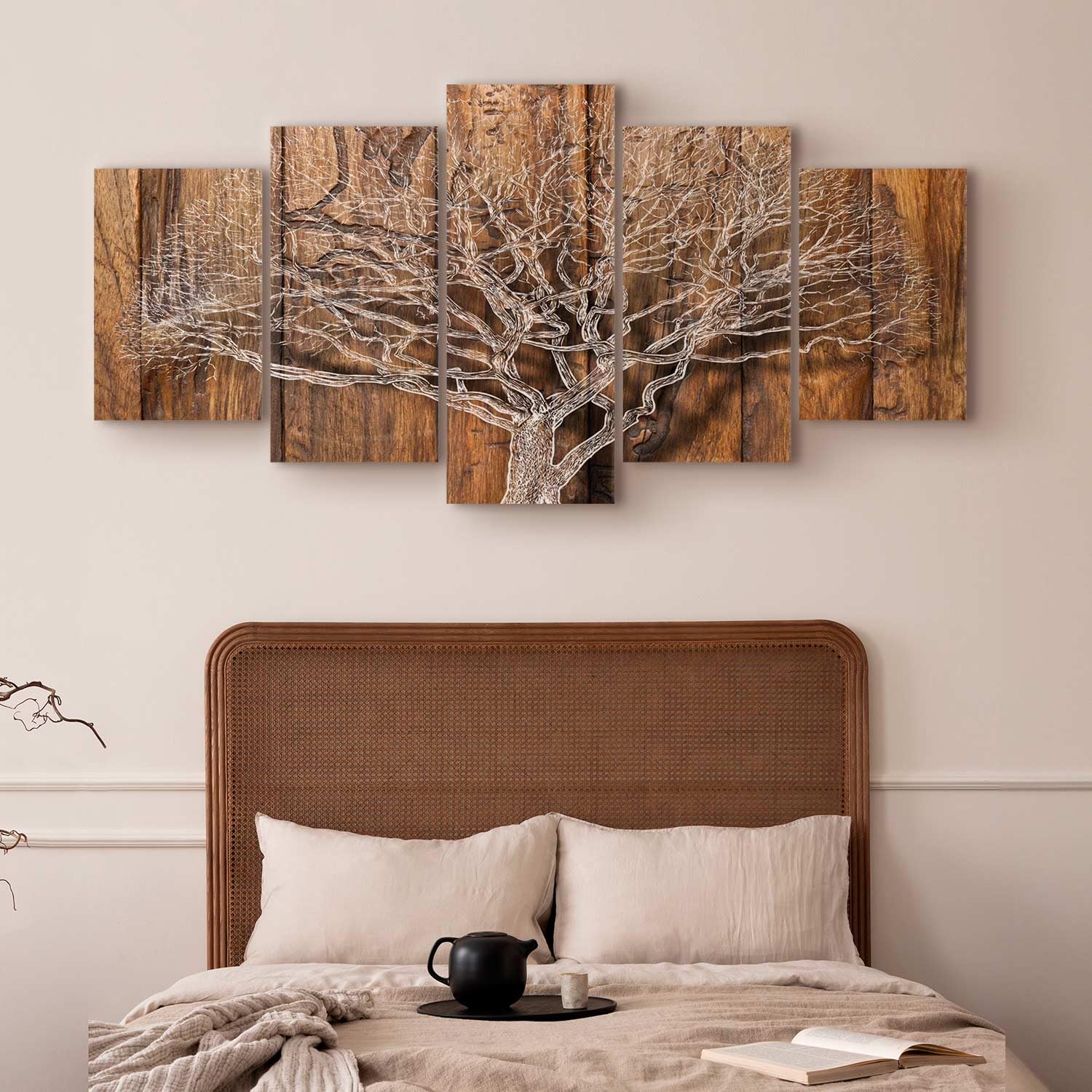B&D XXL - Quadri Moderni per Camera da Letto Grandi, Albero Legno 200x100cm
