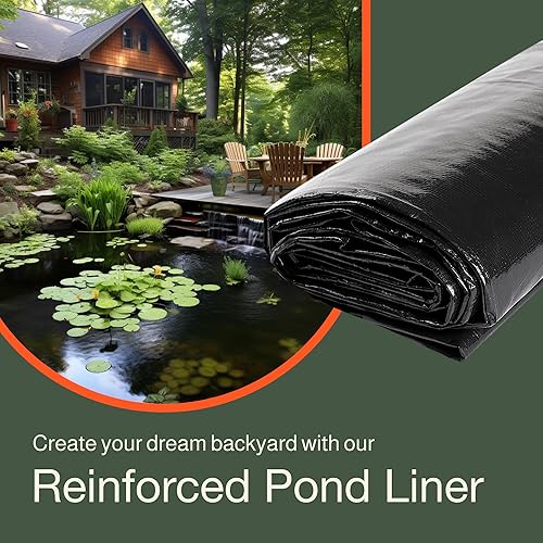 Miniatura 2 de MAPORCH Revestimiento de estanque de 20 x 30 pies, impermeable, 100% polietileno reforzado de polietileno HDPE, 20 mil para estanques de peces koi,