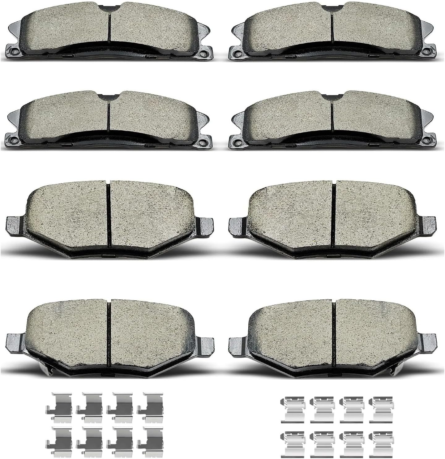 D1611 D1612 8pcs Ceramic Front Rear Brake Pads With Clips Fit For Ford Explorer,Flex,Police Interceptor Sedan/Utility,Special Service Police Sedan,Taurus,Lincoln MKT,MKS