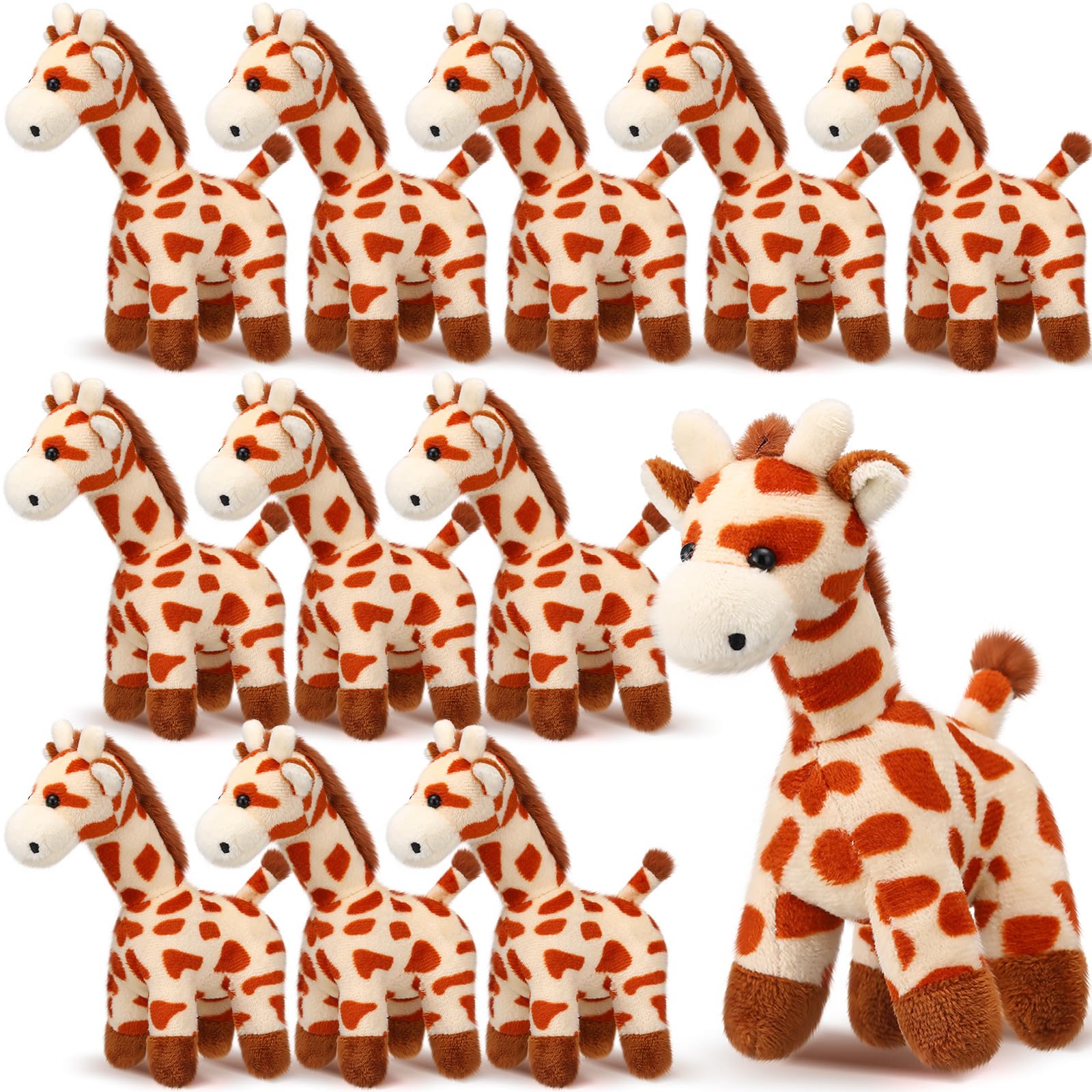 Blueweenly 12 Pcs Giraffe Stuffed Animal Bulk 6'' Stuffed Giraffe Plush Toy Soft Safari Christmas Plush Gift Bulk Zoo Wild Animal Party Decor Cute