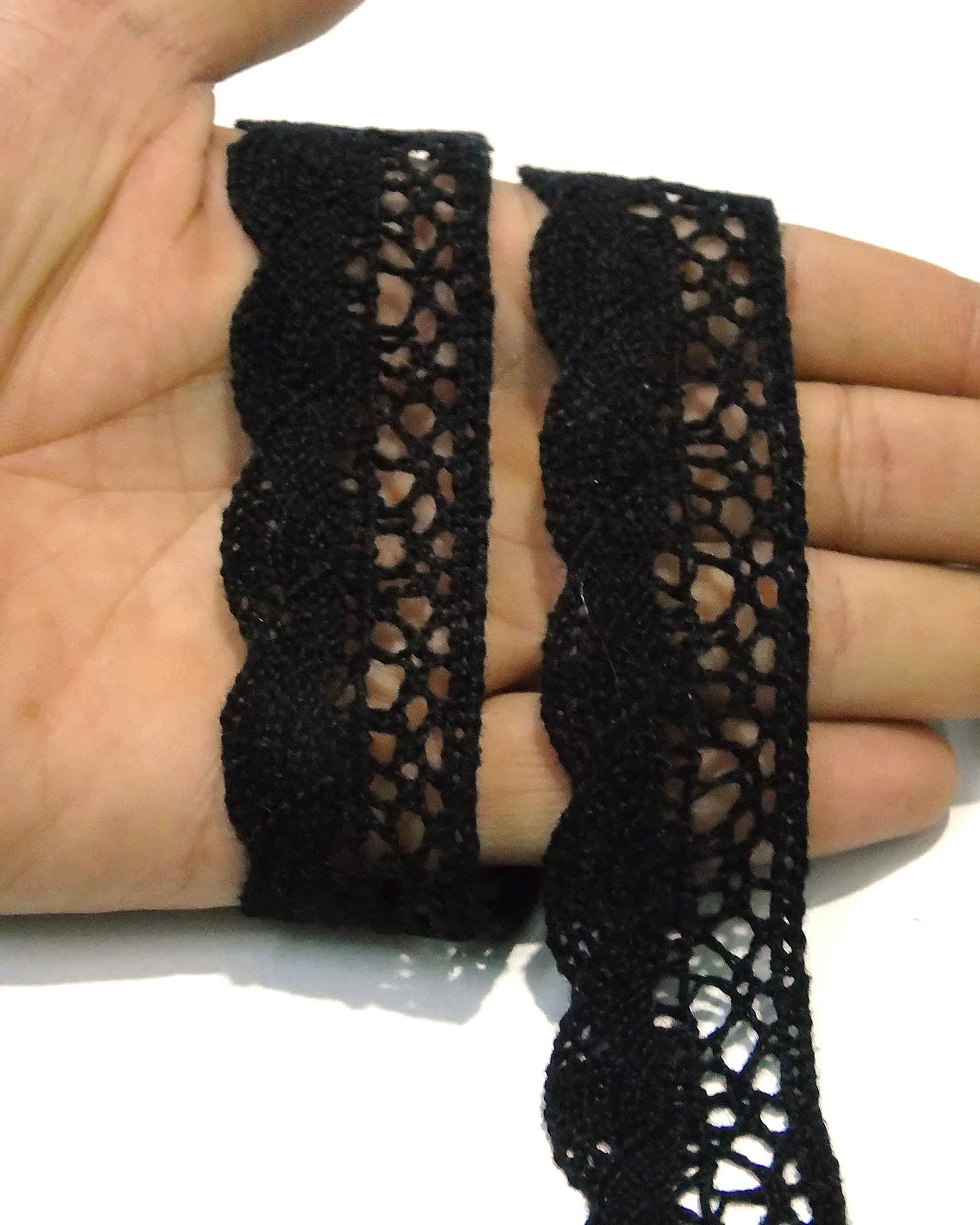 Strala White Cotton Lace (9 Metrs) (Design-13)- Used for Trims, Borders, Embroidered Laces, Applique, Fabric lace, Sewing Supplies, Cotton Work lace. (Black) (B0BKQYLD5M) Amazon Price History, Amazon Price Tracker