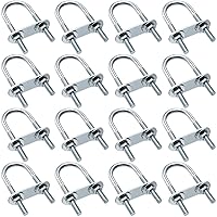 Vista 16 de Therwen 16 juegos de pernos redondos en U de acero chapado en zinc, abrazadera en U con arandela de placa de tuerca (M6 x 0.866 in x 2.756 in)