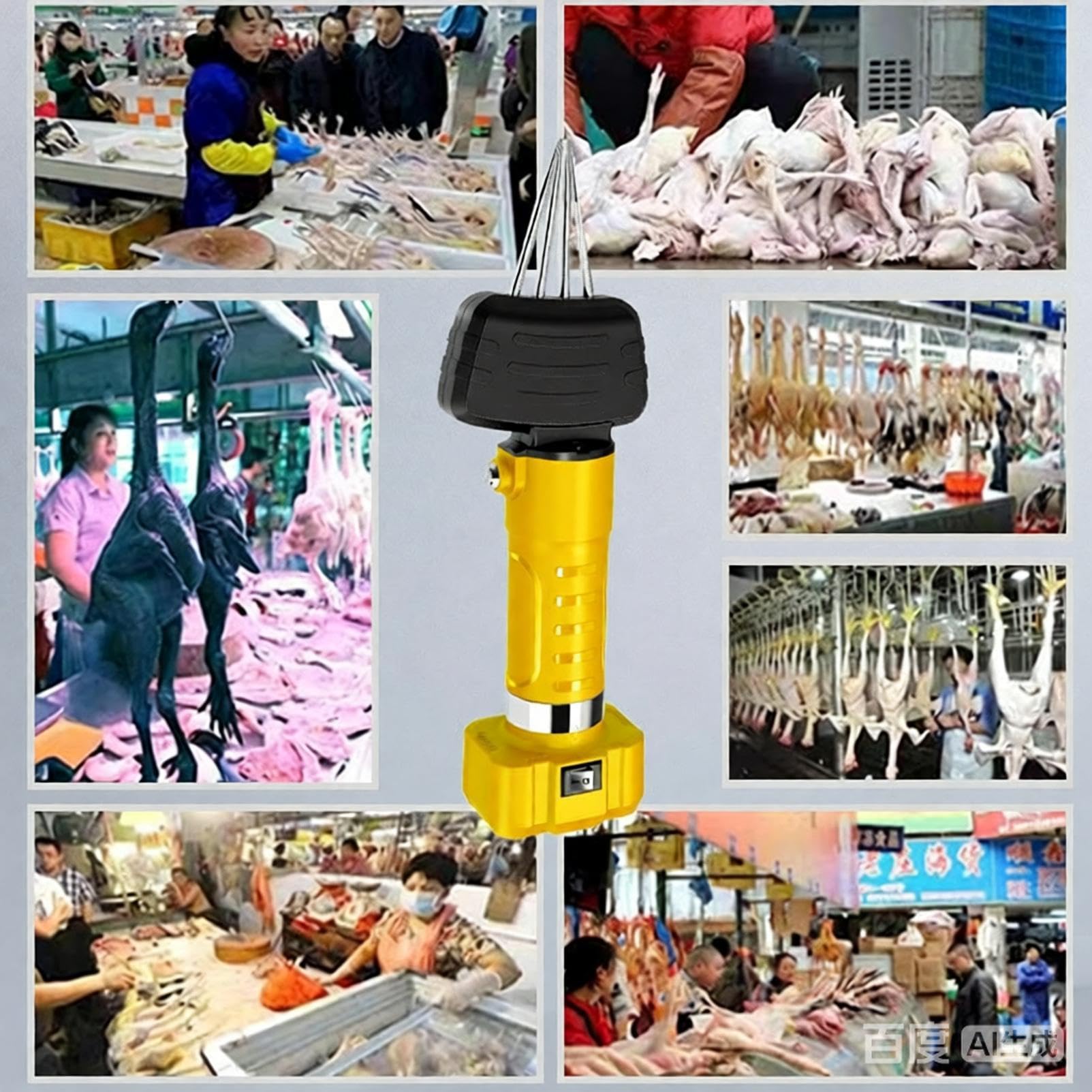 Elettrico pulcatore di pollo, macchina veloce di spennatura del pollame con testa sostituibile, ricaricabile, cono regolabile per depilazione corta
