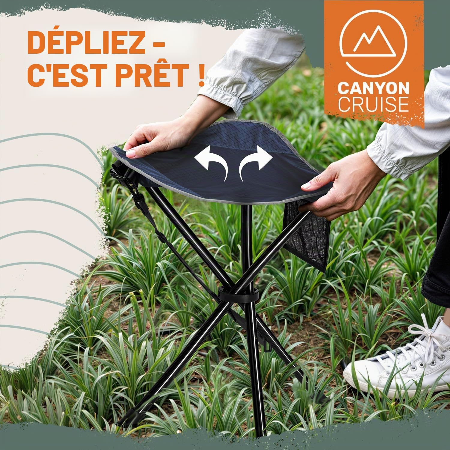 Tabouret de Camping Chaise de Camping Pliable Portable, Siège de pêche, Chaise de Festival (2 pièces)