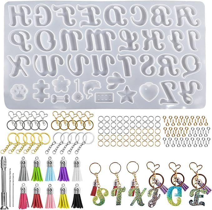 Bekecidi 140 PCS Silicone Alphabet Resin Molds Letter Silicone Molds for Resin