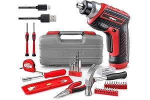 Hi-Spec 35-Piece Red Tool Set with USB Electric Screwdriver and Drill