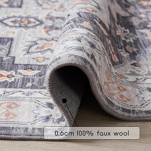 Miniatura 2 de Tapetes para puerta de interior de 2 x 3 pulgadas, pequeños, lavables, antideslizantes, estilo bohemio, tribal, vintage, estampado floral, medallón,