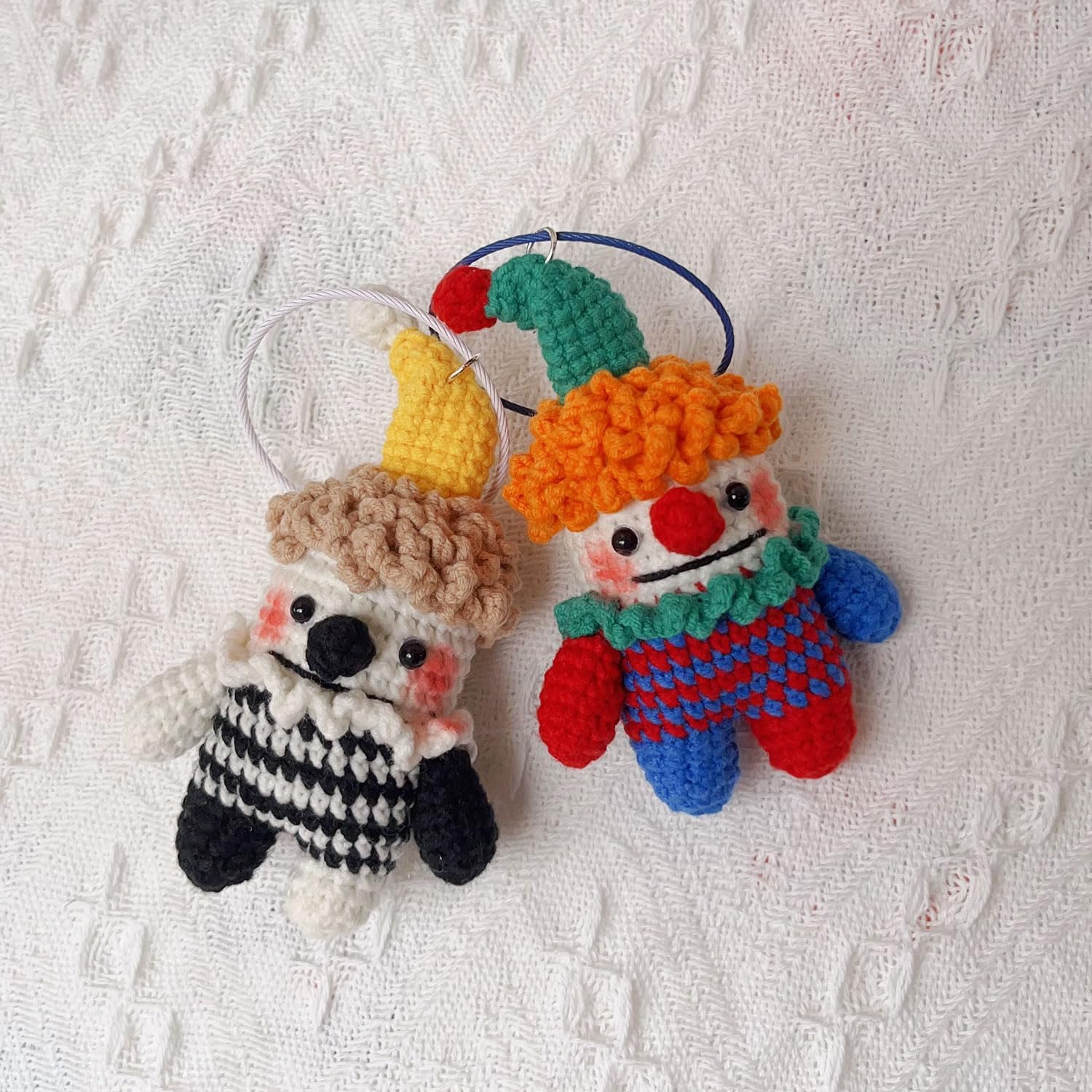 Handmade clown keychain Clown Cute Plush Dolls Birthday Christmas Gifts Decorative Car Key Backpack Pendant - Image 3