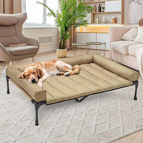 Miniatura 7 de Veehoo - Cama elevada refrescante para perro, cojín impermeable removible, malla transpirable Teslin, patas antideslizantes, tipo sofá para interior