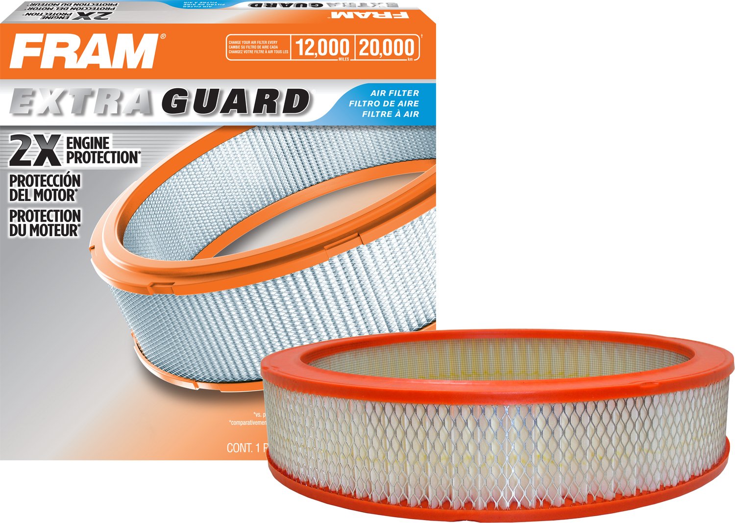 Photo 1 of FRAM Extra Guard Round Plastisol Engine Air Filter Replacement, Easy Install w/ Advanced Engine Protection and Optimal Performance, CA136