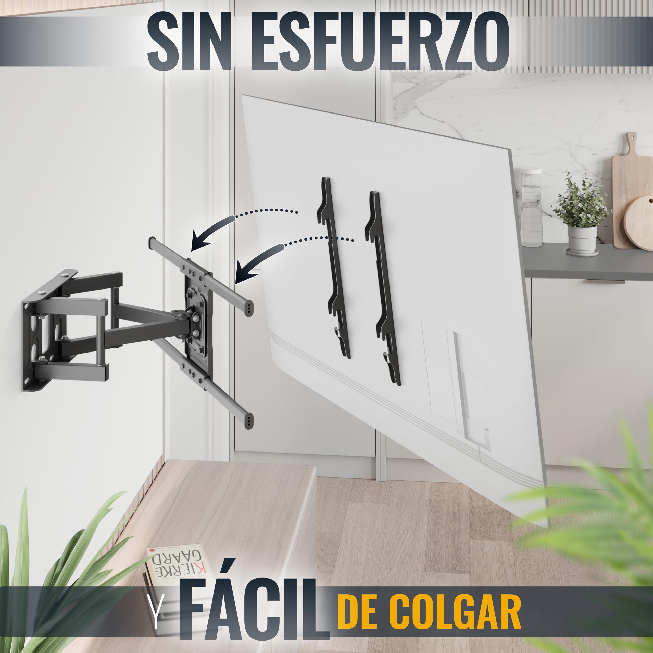RICOO Soporte TV Pared Giratorio Inclinable Televisión 40-65" (102-165cm) S7264 Brazo Universal Televisor LED/LCD/Curvo VESA 300x200-600x400