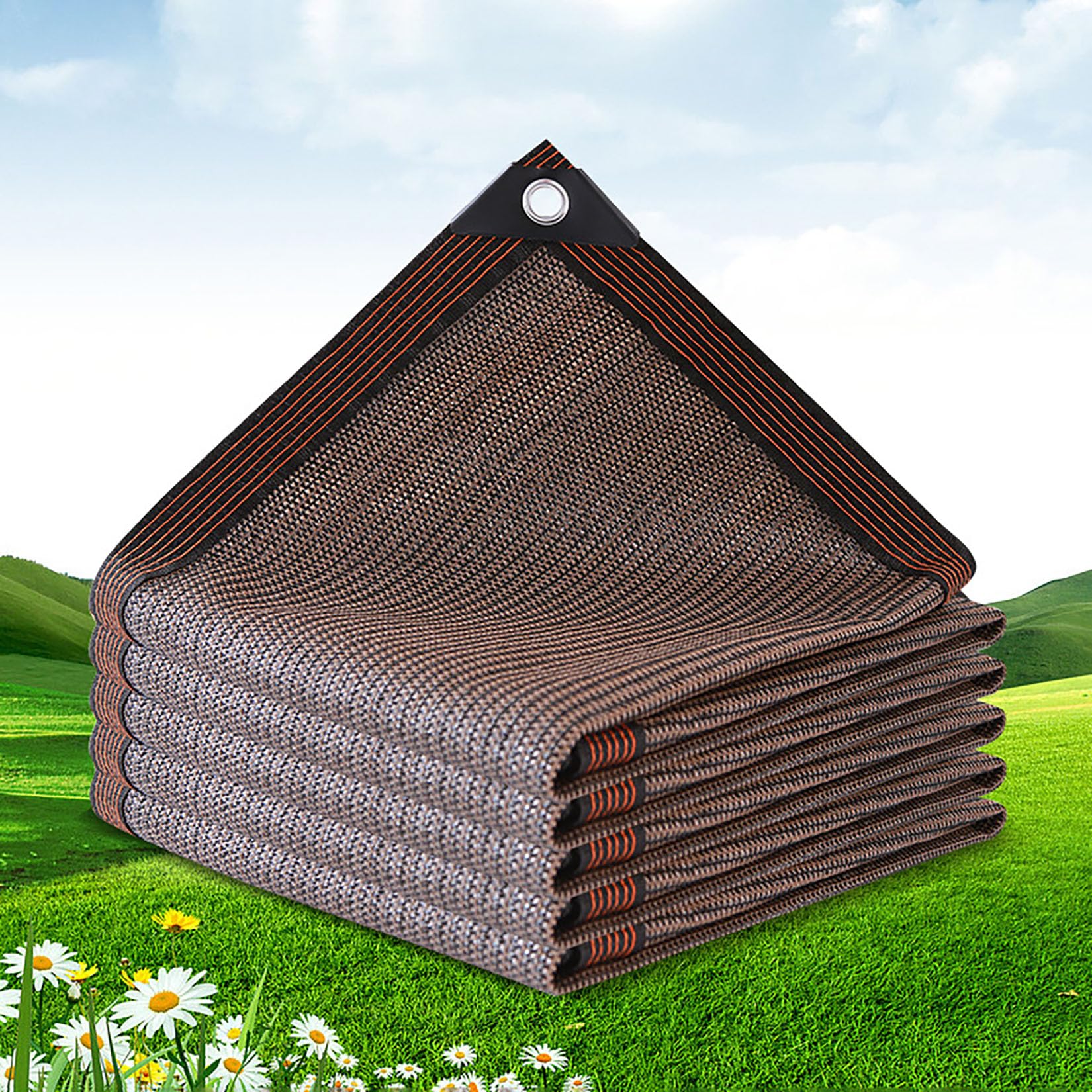 3x9m Traspirante Rete di Ombreggiatura Telo Ombreggiante per Esterni Telo Ombreggiante con Occhielli per Protezione Vele Privacy Antistrappo per Serra/Balcone/Cortile/Tetto/fiori/pianta Marrone