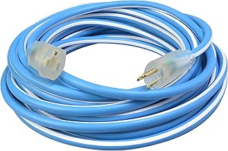 Southwire Polar Solar Supreme Extension Cord - Cold Weather Power for Commercial & Industrial Use - Rugged SJEOW Insulation - Molded Plug - Blue & White - 14/3 - 50 Foot