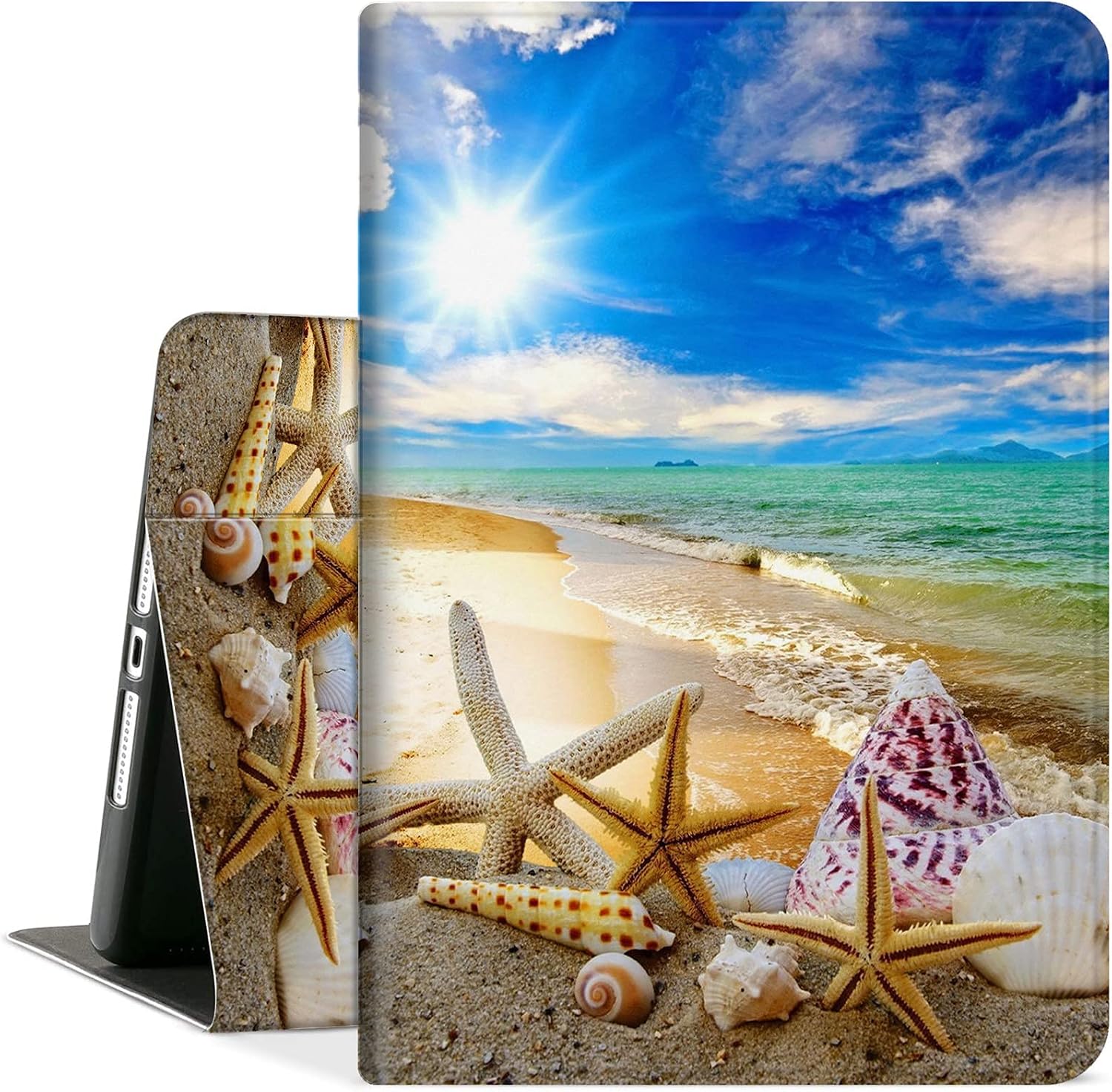 for Galaxy Tab A 10.1 Case 2019, PU Leather Stand Shell Foldable Tablet Case with Multi-Viewing Angles Cover for Samsung Galaxy Tab A 10.1 Tablet [SM-T510/T515/T517] (Sunshine Beach)
