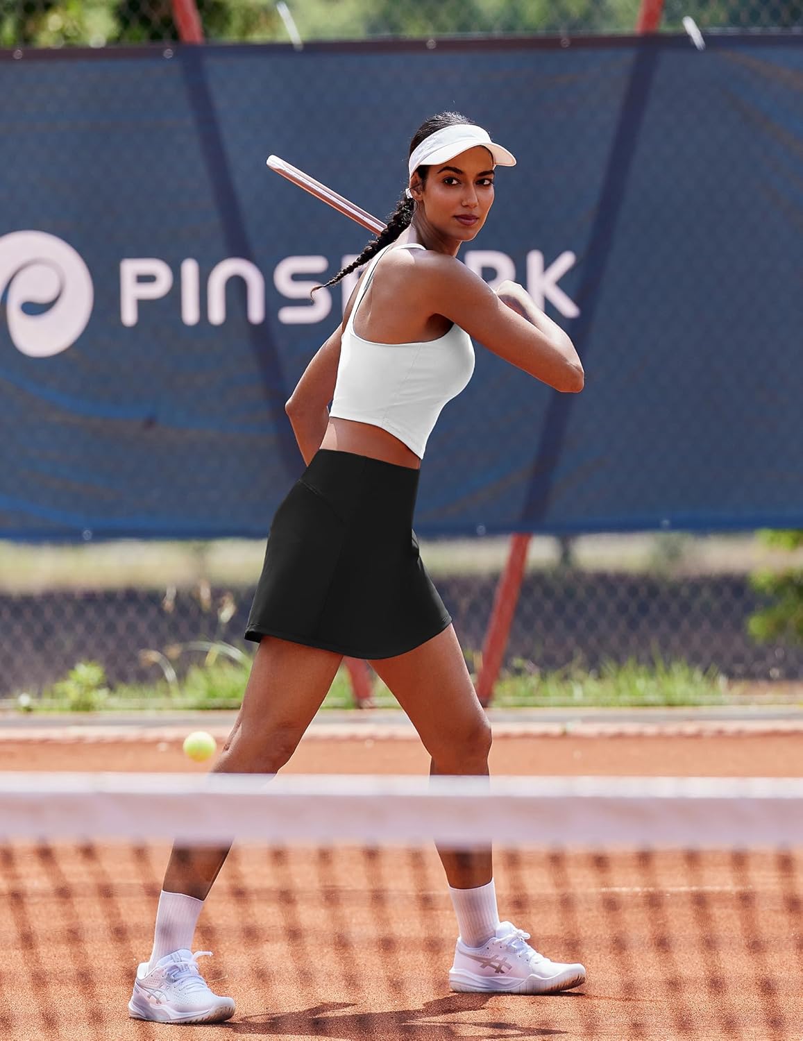 PINSPARK Women Tennis Skirts Invisible Elastic Waist Golf Skort with 2 Pockets Stretchy Athletic Skirt for Pickleball Workout - Image 6