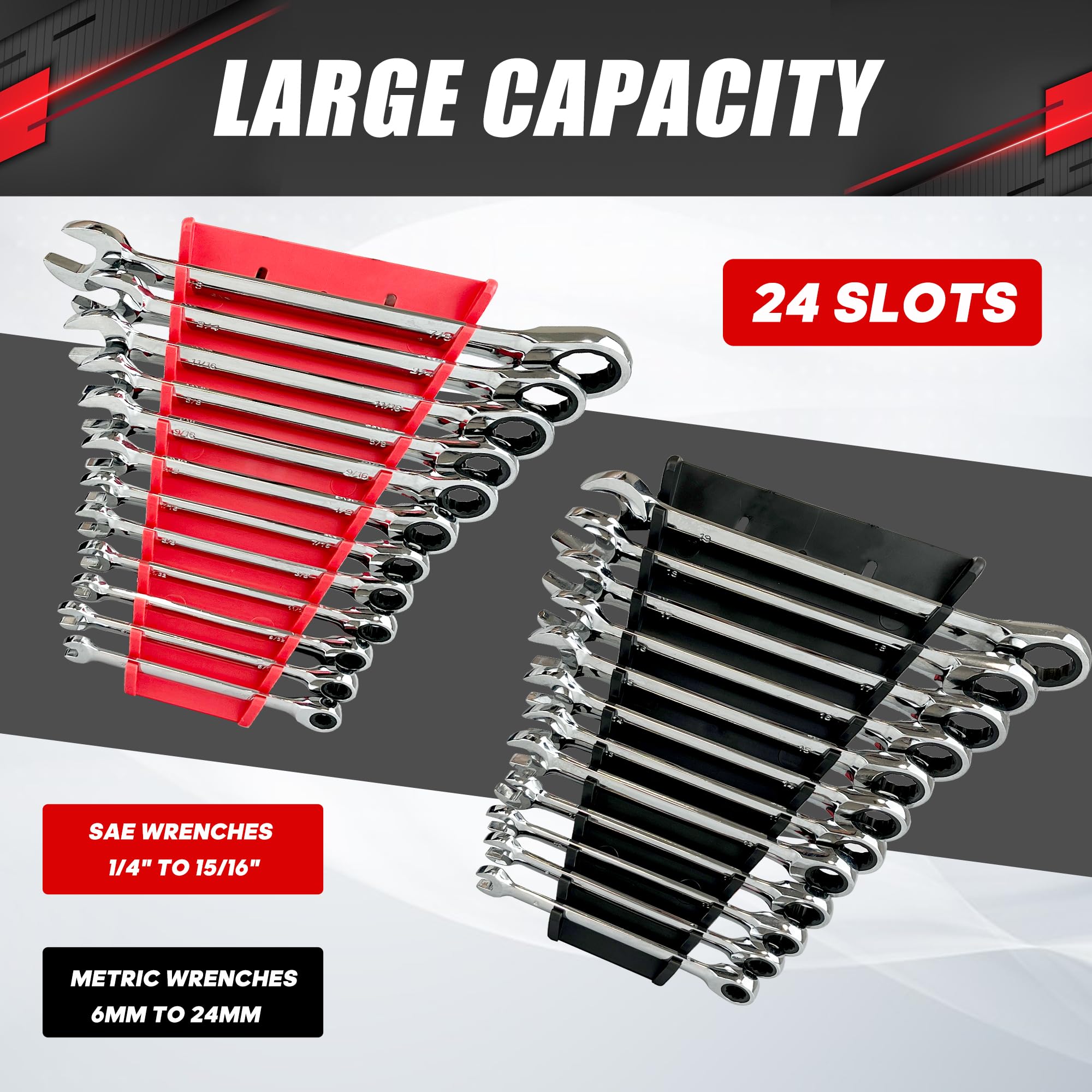 Magnetic Wrench Organizer 2-Piece,Wrench Rack Tool Trays, SAE (1/4" to 1-1/16") - Image 2
