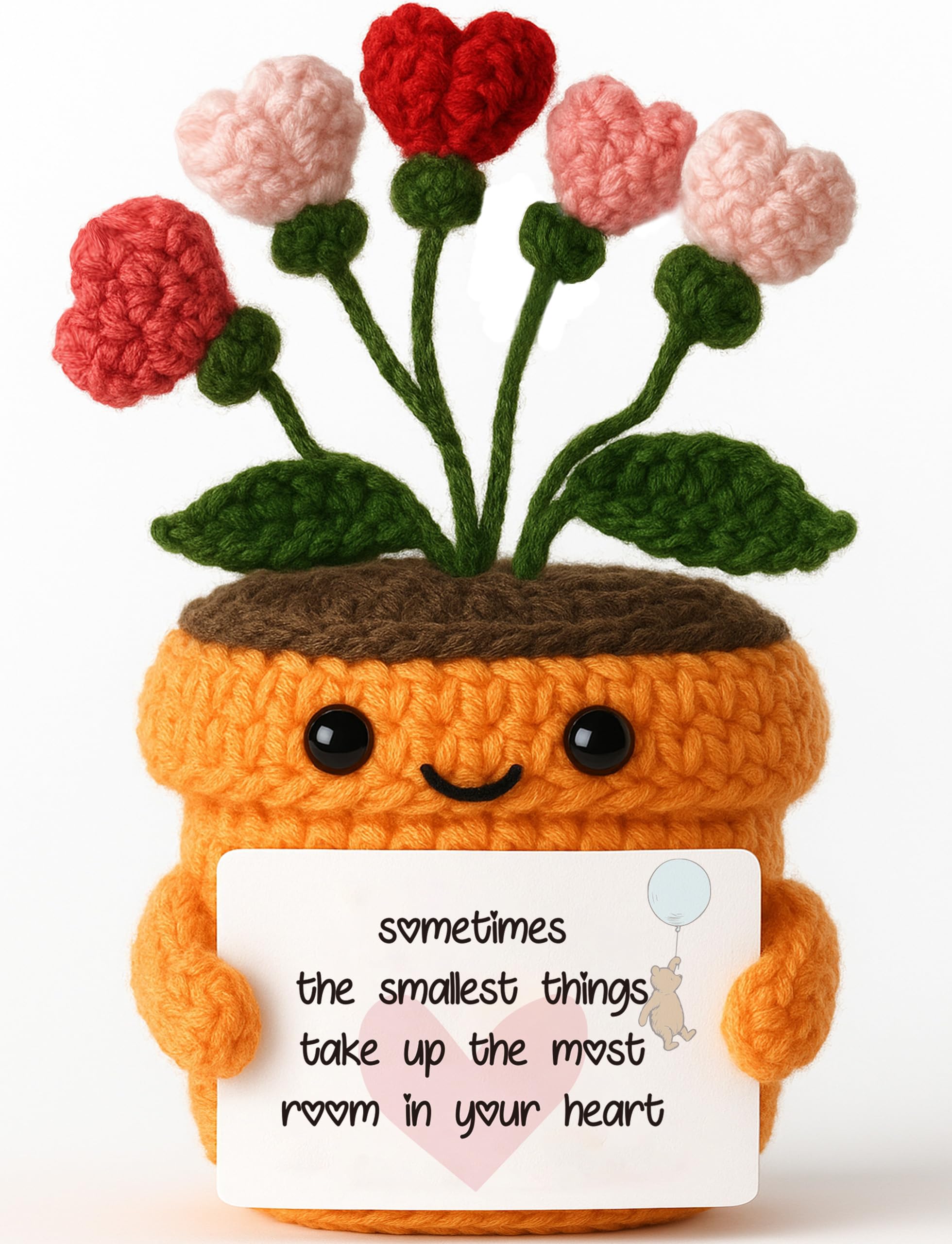 MAMAGIFTREE Sentimental Gift - Handmade Crochet Heart Flower Plush with Sweet Quote Card - Mother’s Day, Shower Celebration, Teacher Appreciation, Birthday &amp; Friendship Present