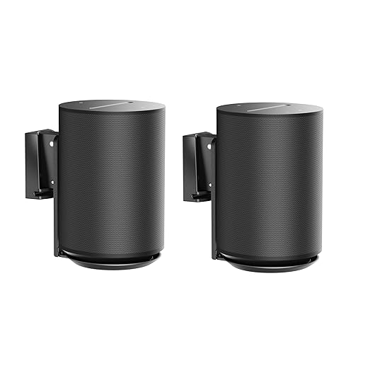 ynVISION.DESIGN Adjustable Wall Mount Compatible with Sonos ERA 100 or Era 100 SL Speakers - Includes All Mounting Hardware and Anchors for Drywall, Wood Studs, and Concrete - Black 2 Pack