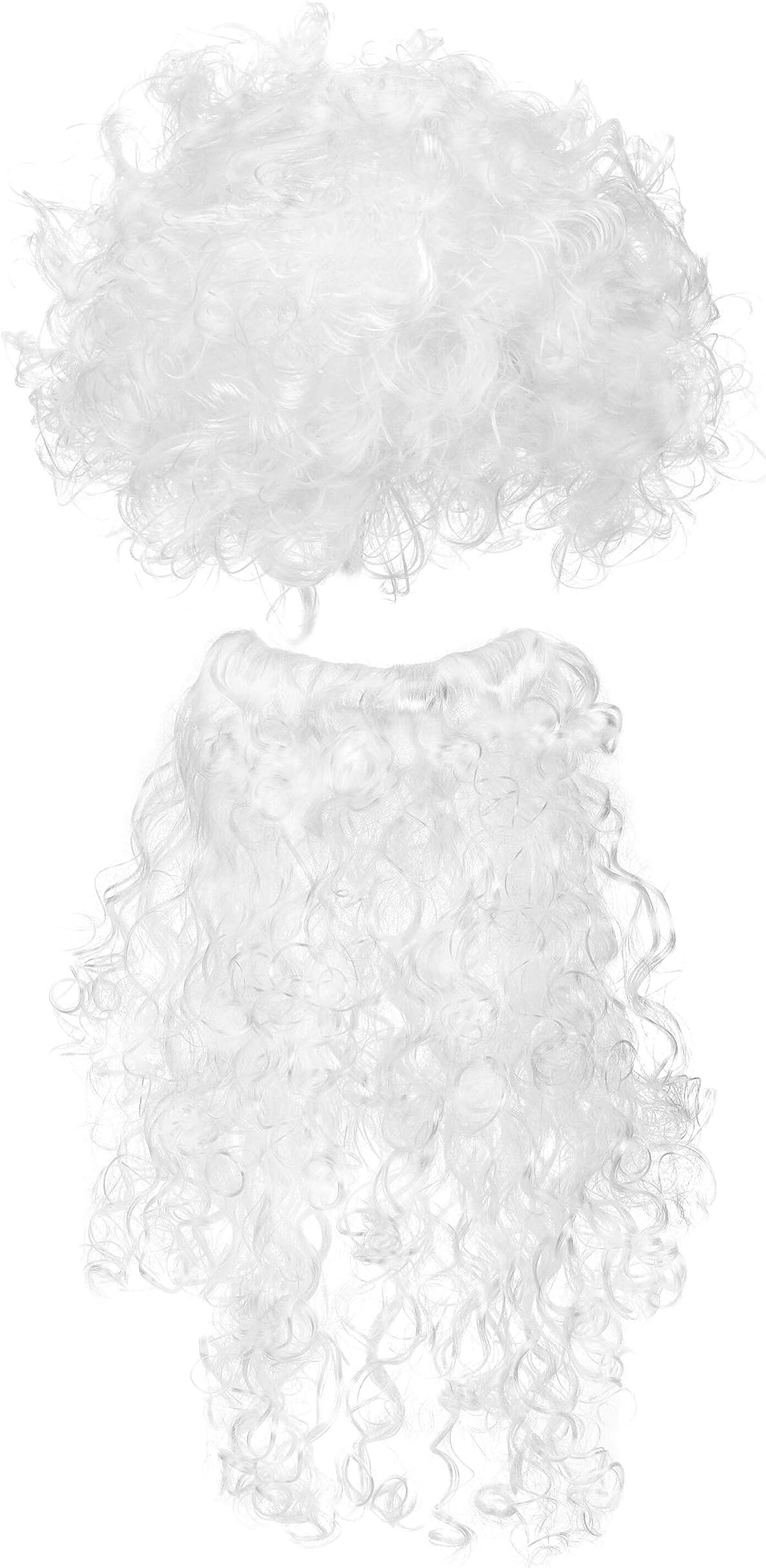 Santa Wig with Realistic White Long Beard Comfortable Tight for Adult Kids King Triton Zeus Poseidon Moses Gandalf Halloween Christmas Costume White