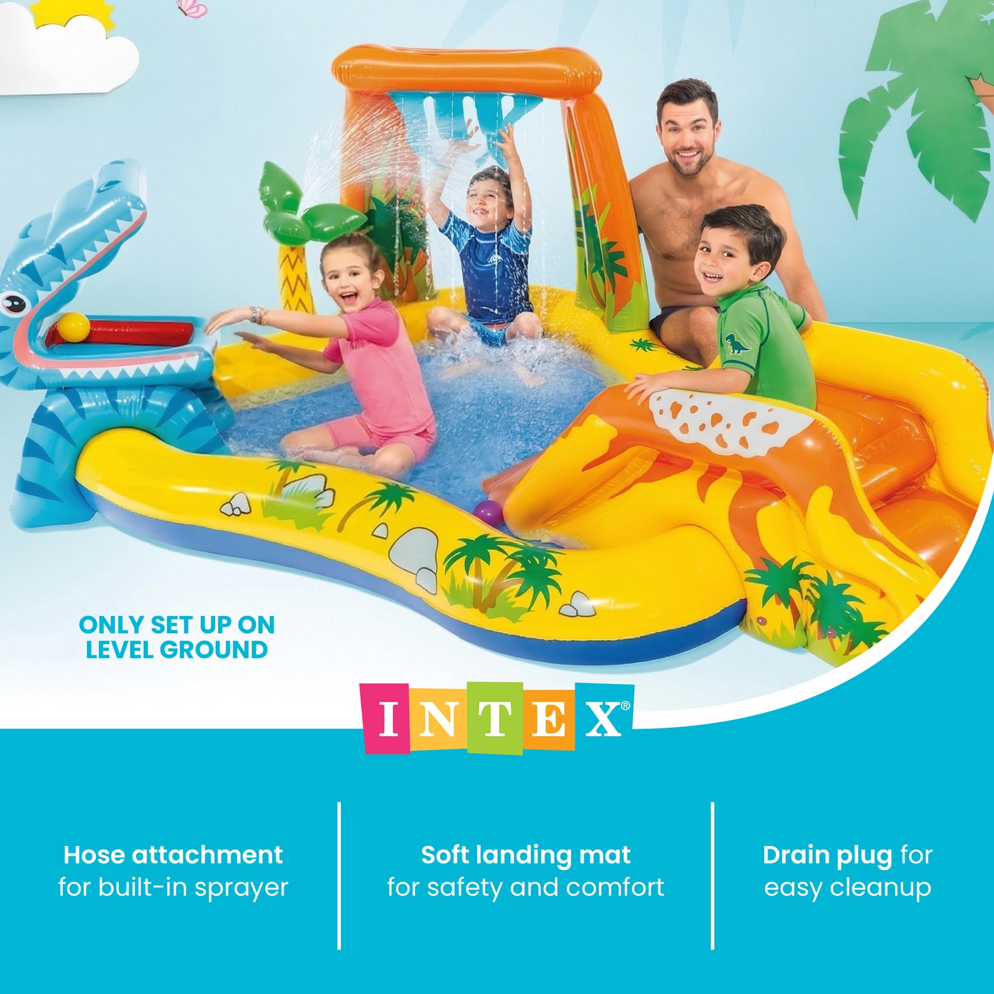 Intex 57444NP Aufblasbarer Play Center Dinosaurier Vinyl 249x191x109 cm