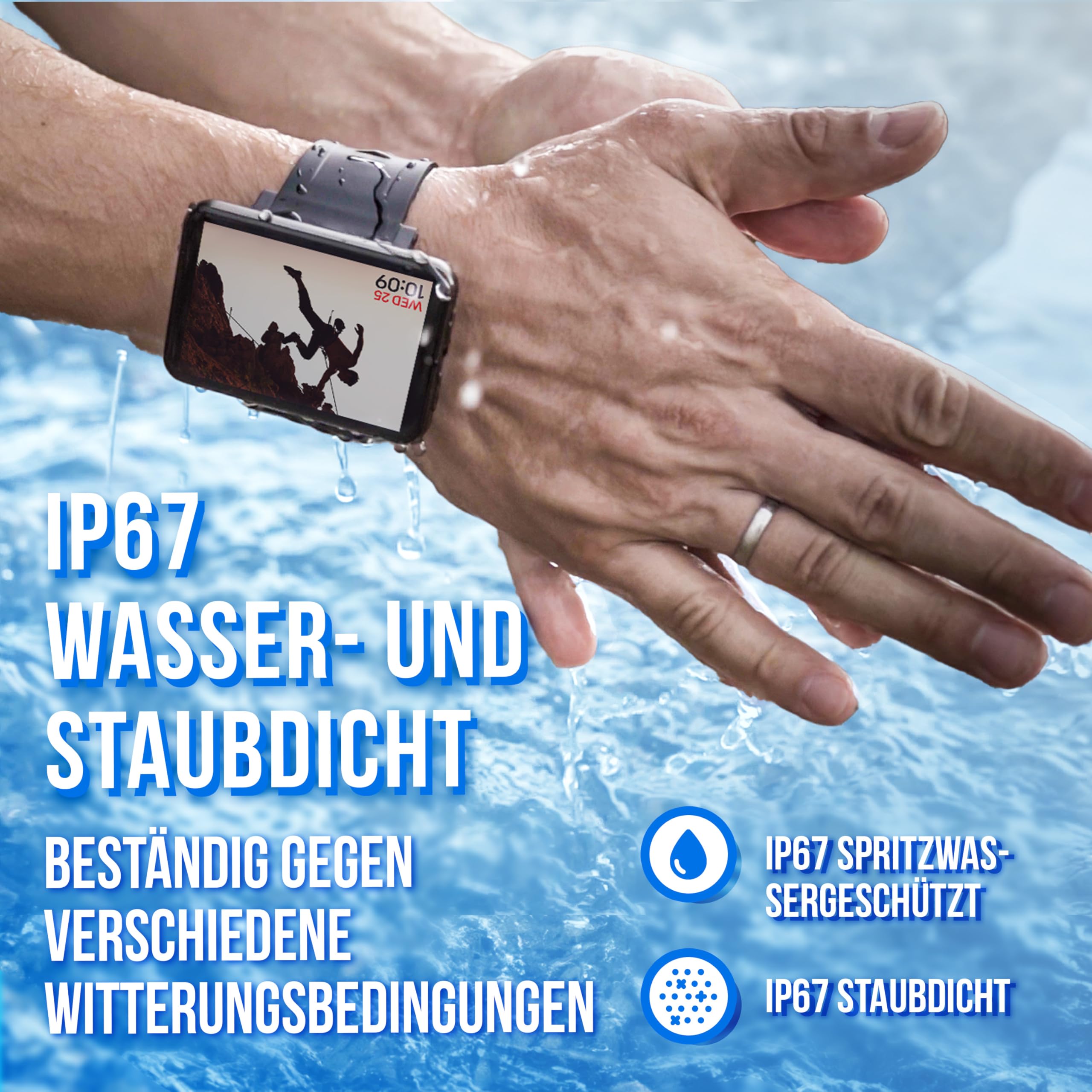 Silvergear® Smartwatch Männer & Frauen XL | 2.4 Zoll Touchscreen | Extra große Smart Watch | 16GB Speicher | Kamera, Anrufe, Apps | Fitness Uhr mit Herzfrequenzmesser | Schrittzähler | iOS, Android |