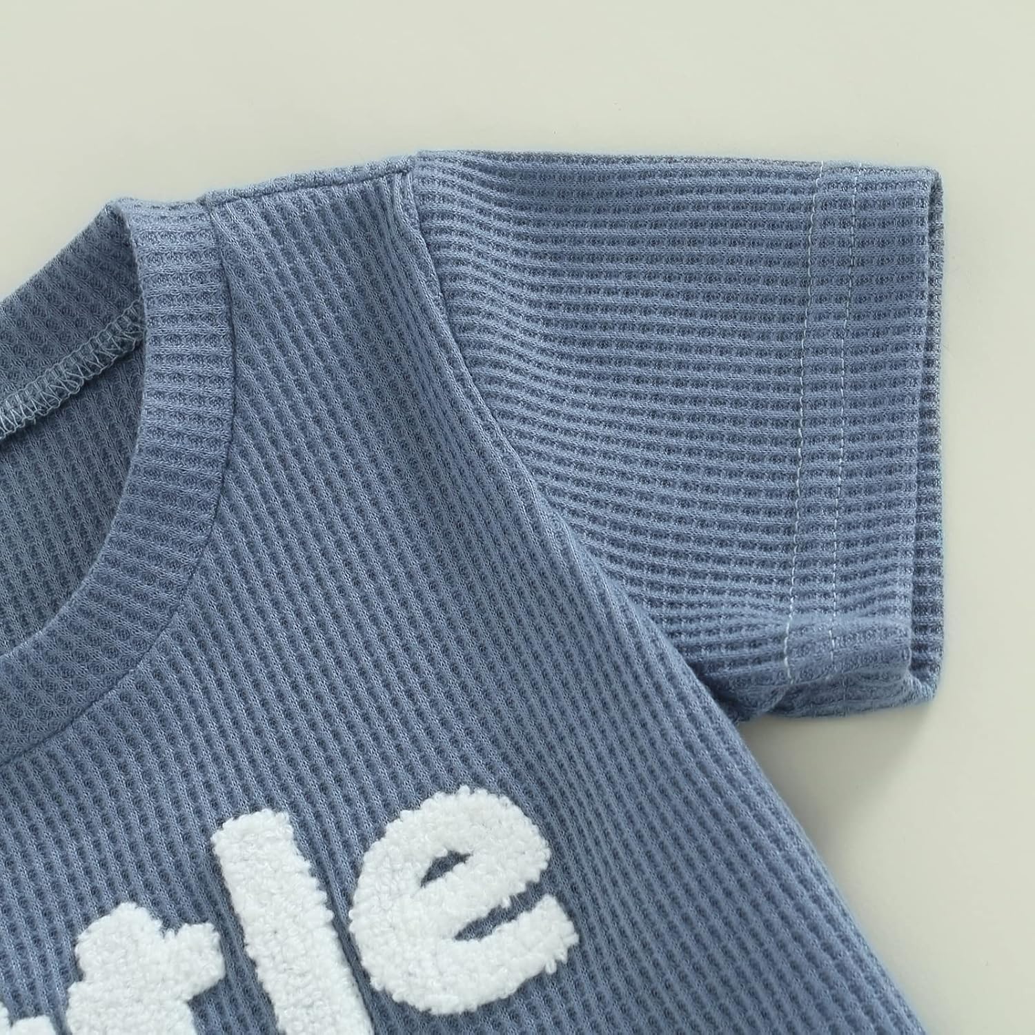 NZNDSHD Summer Baby Boy Clothes Short Sleeve Little Dude Mamas Boy Embroidered T-Shirt Tops Shorts Set Waffle Knit Outfit - Image 5