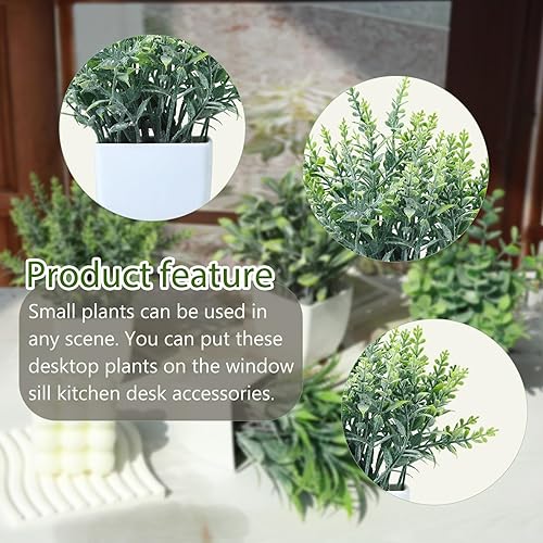 Miniatura 38 de GREENTIME 4 plantas falsas en maceta, pequeñas plantas artificiales de interior en maceta blanca para el hogar, oficina, dormitorio, escritorio