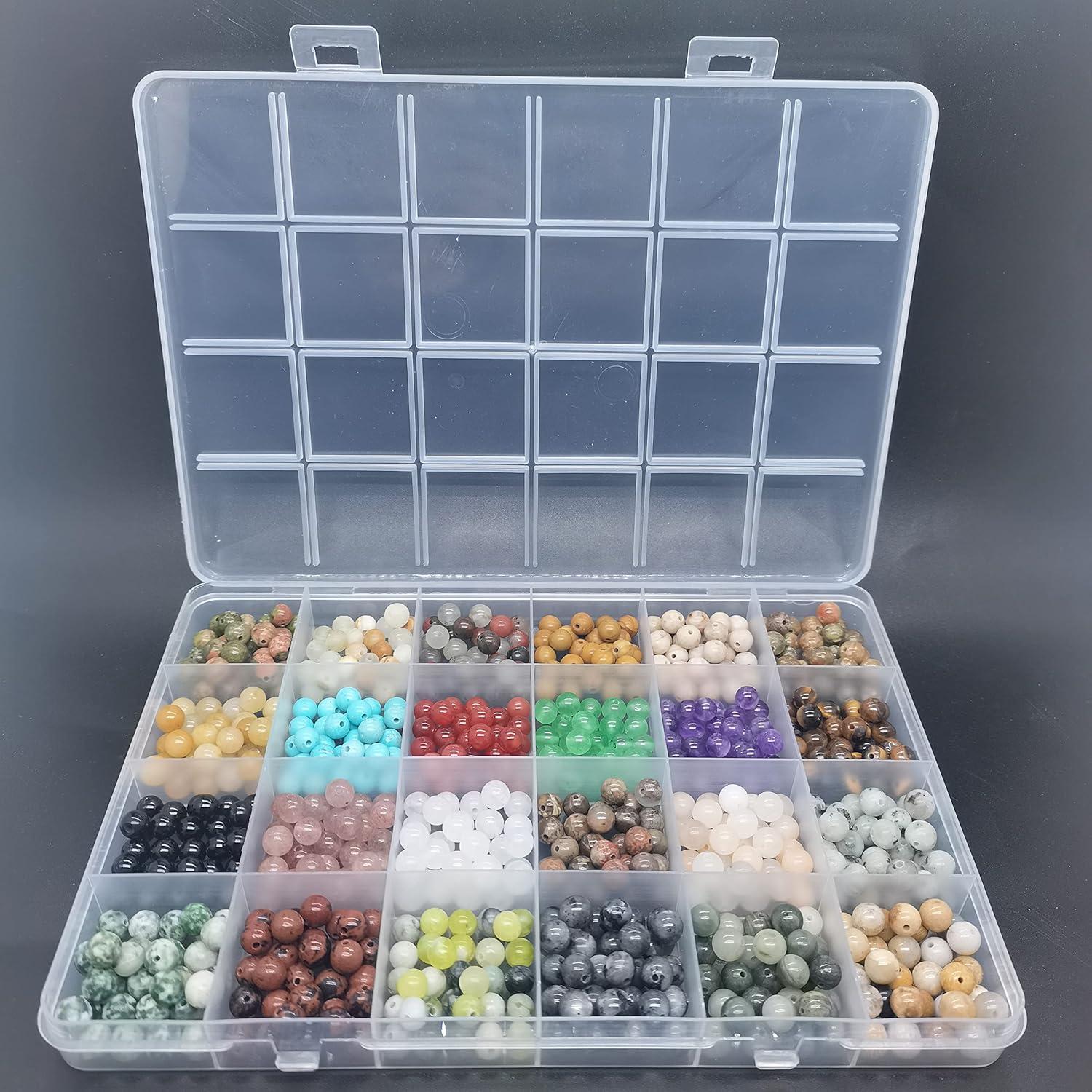 Maonewque 720pcs 6mm Natural Round Stone Beads Gemstone Beading Hole Size 1mm Crystal Energy Stone Healing for Bracelet Necklace Earrings Jewelry Making(24 Colors-4,6mm) - Image 9