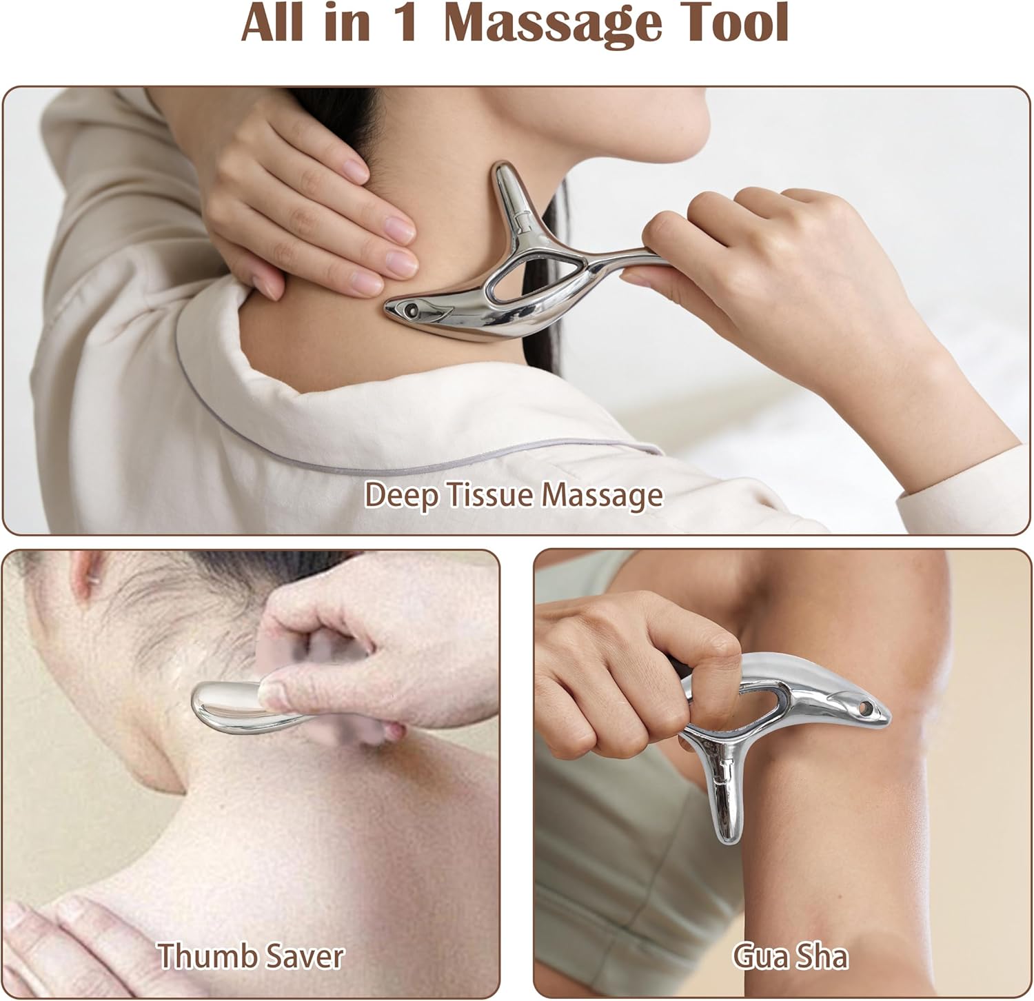 Zinc Alloy Trigger Point Massage Tool for Deep Tissue Massage& Acupressure Body Gua Sha Tool, Muscle Scraper Neck Massager Fascia Blasterfor Full Body Pain Relief - Image 5