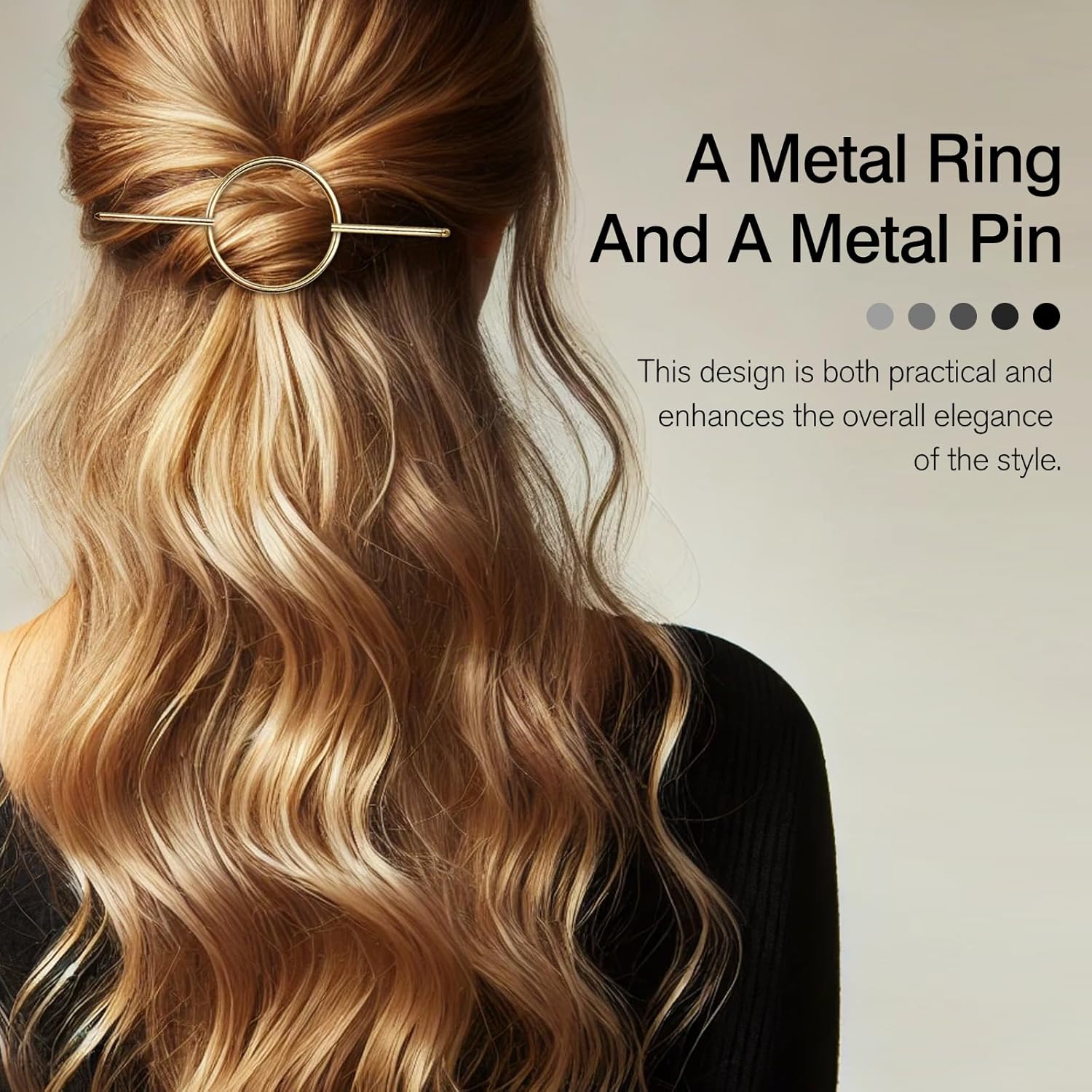 Gold Round Hair Clips Hollow Circle Hair Barrettes for Women Fashion Geometric Hairpins Minimalist Hair Accessories Hair Fork Metal Ponytail Hairpin Retro for Girls - Image 3