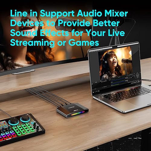 Miniatura 4 de Captura de videojuegos HDMI 4K 60fps y soporte de transferencia HDR y VRR, captura de 1080P 120fps para consola de juegos, transmisión en vivo y