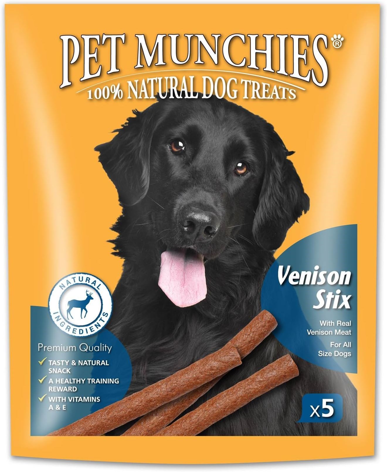 Pet Munchies Venison Stix Dog Treats, Healthy Training Treats with Natural Ingredients 50g (5 Chews)