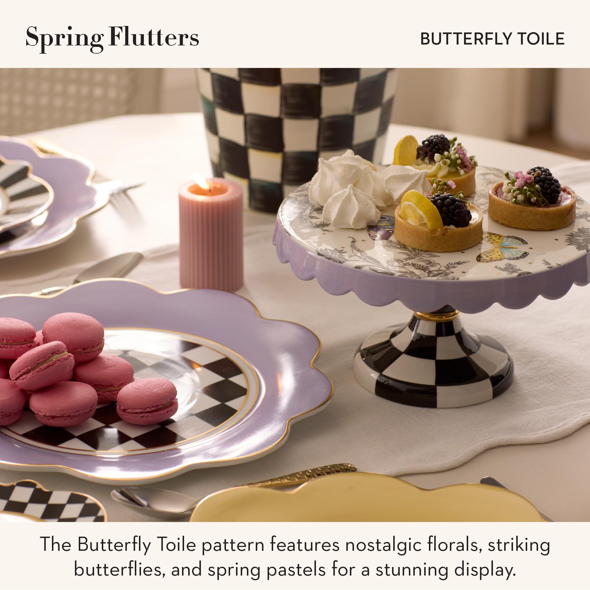 Amazon.com | MACKENZIE-CHILDS Ceramic Pedestal Platter, Decorative