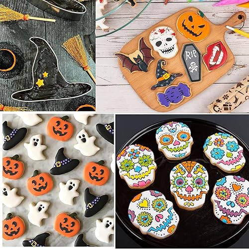 Miniatura 2 de Tmflexe Cortador de galletas de Halloween, paquete de 9, calabaza fantasma bruja araña