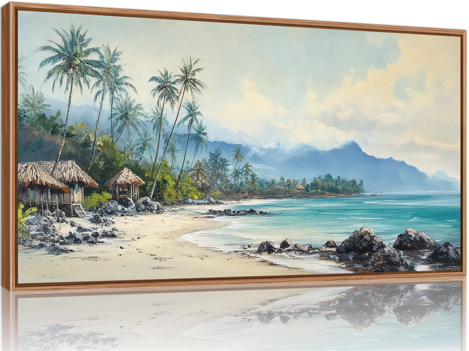 Photo 1 of Rantodecor Tropical Coastal Framed Canvas Wall Art 40"x20"