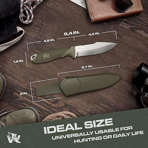 Miniatura 5 de ODENWOLF WOLF-I Full Tang Survival Knife with Sheath - Stylish Tactical Fixed Blade - Made of D2 Steel - Bushcraft and Camping Knife Survival
