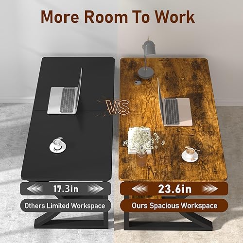 Miniatura 3 de Escritorio para computadora, escritorio de oficina en casa de 47 pulgadas con estante de almacenamiento, escritorio de estudio con metal en forma de