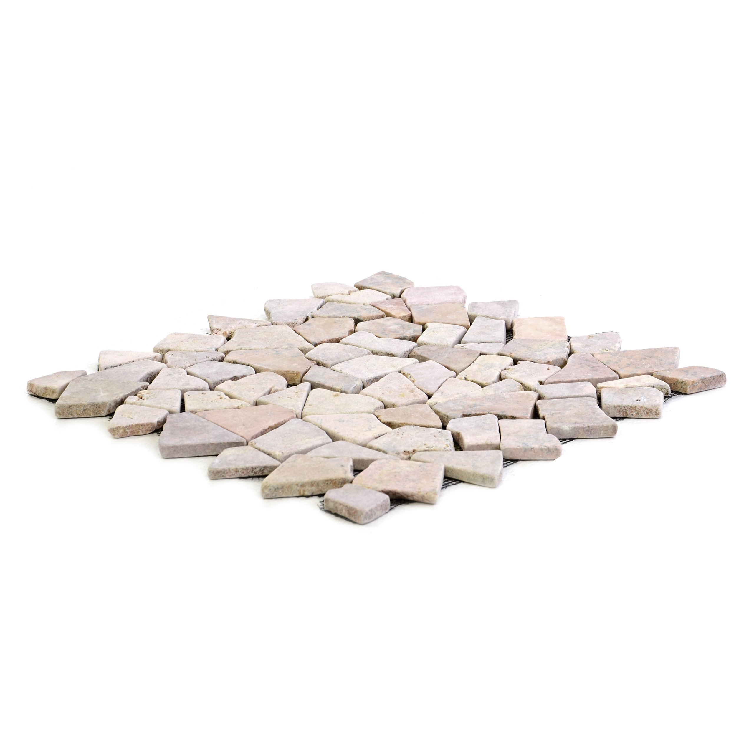DIVERO 9 Fliesenmatten Naturstein Mosaik aus Marmor für Wand und Boden beige/rosa á 35 x 35 cm