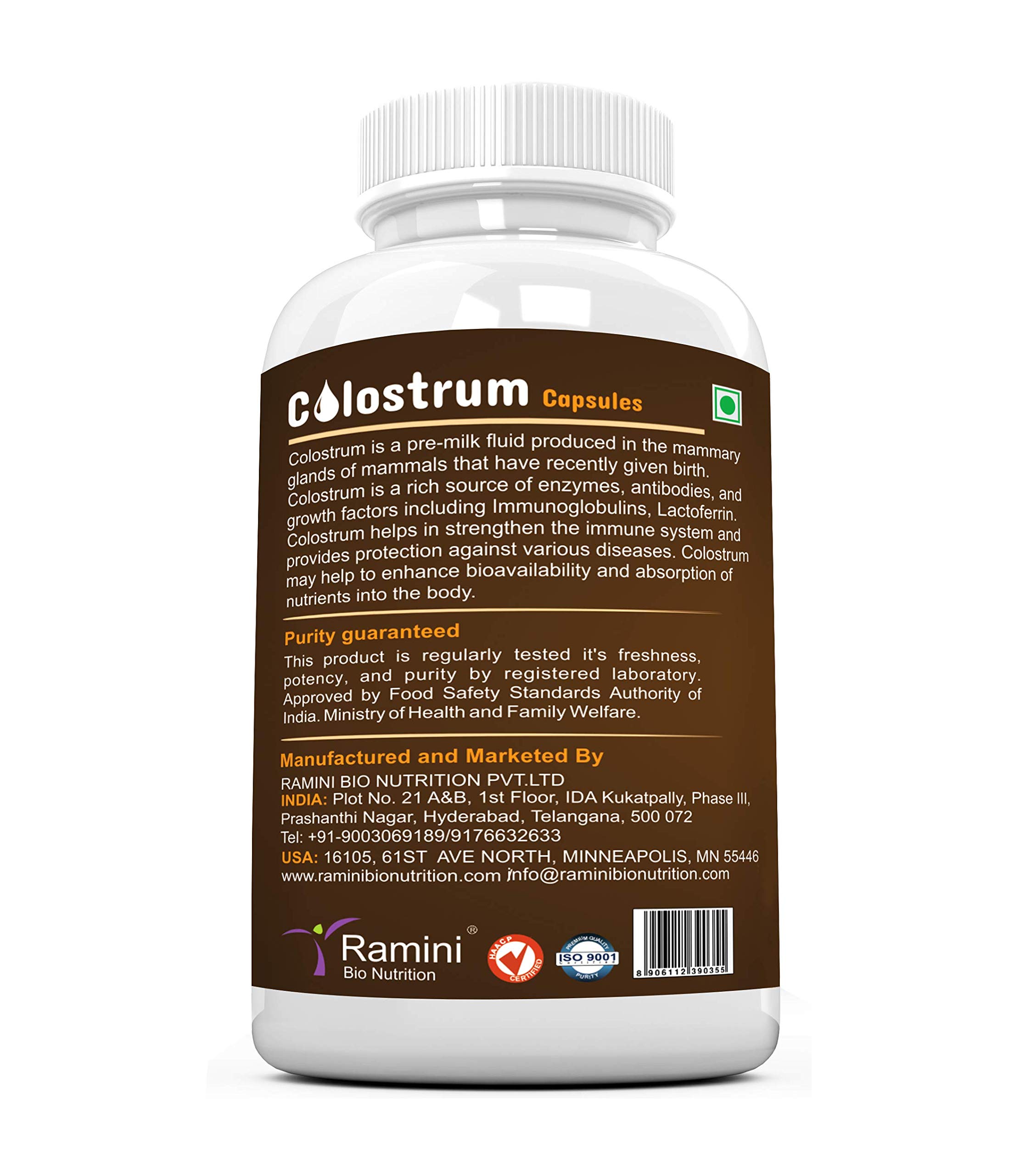 RAMINI BIONUTRITION COLOSTRUM 500 mg 90 VEG CAPSULES - Image 2 thumbnail