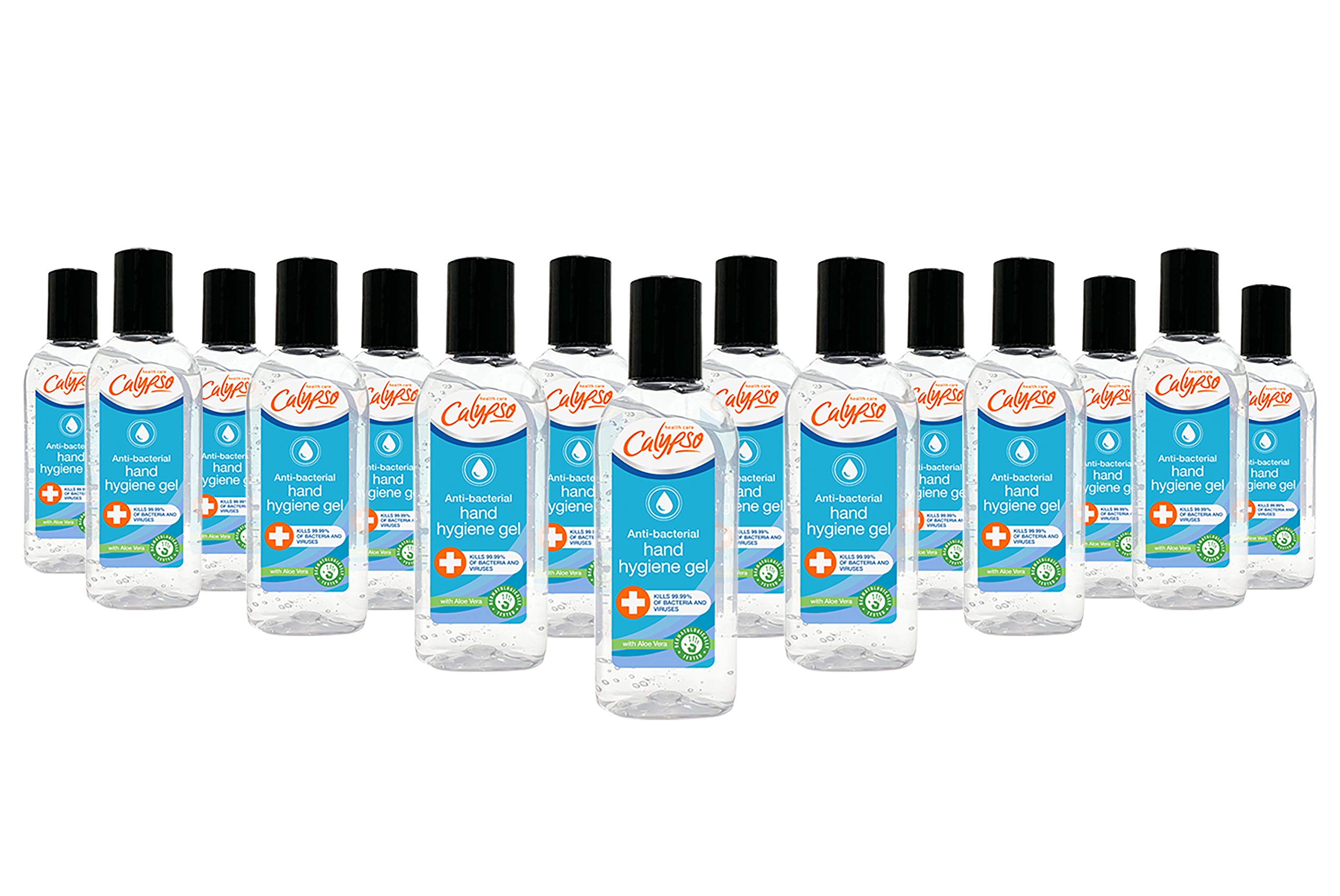 Calypso Anti-Bacterial Hand Hygiene Sanitiser Gel with Aloe Vera, 70% Alcohol Sanitizer 100ml - Set of 24