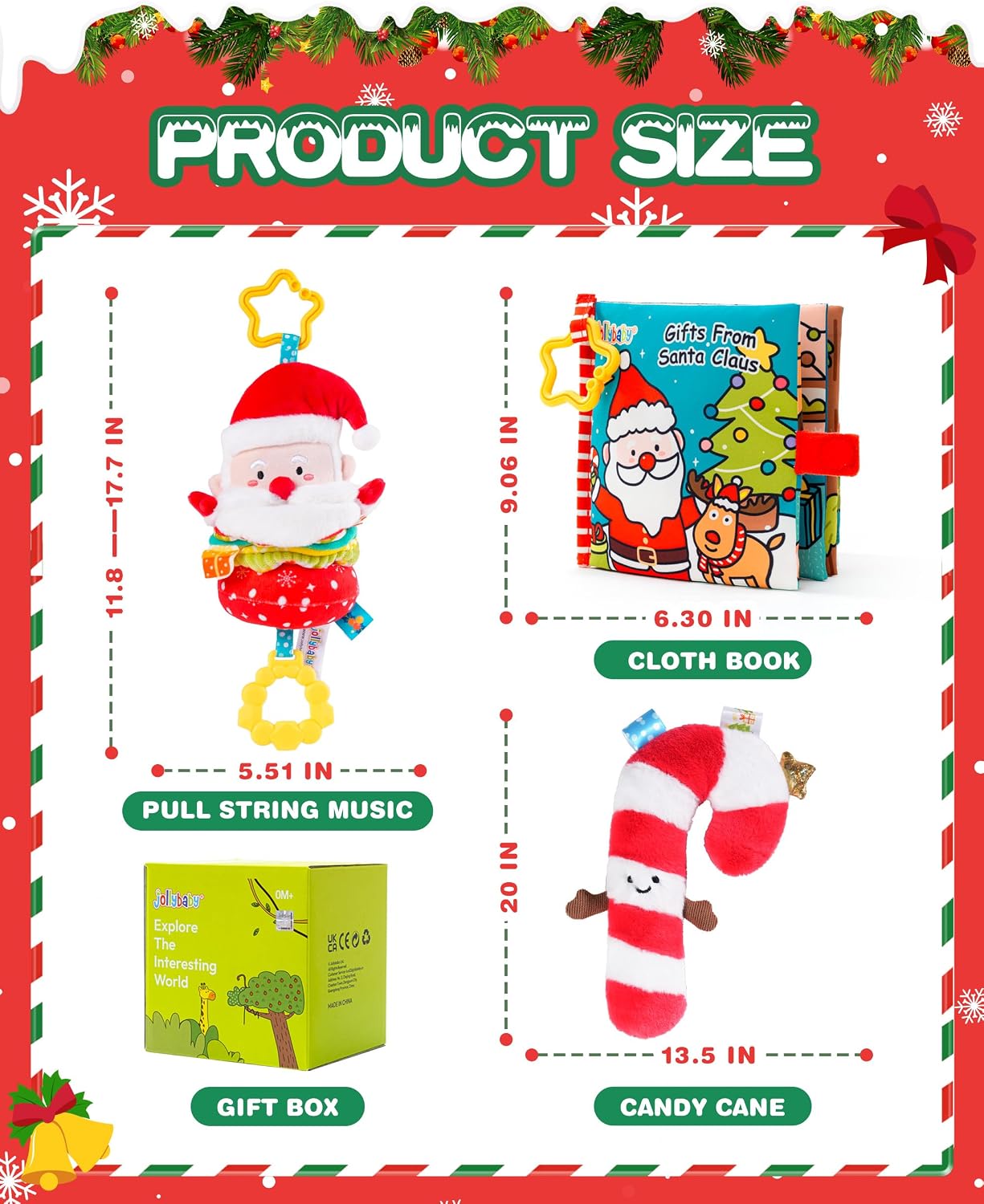 Jollybaby Car Seat Stroller Crib Hanging Toy for Baby 6-12-18-36 Months, My Baby First Christmas Toys Set, Tummy Time Infants/Newborns Easter Gifts for Boy and Girl