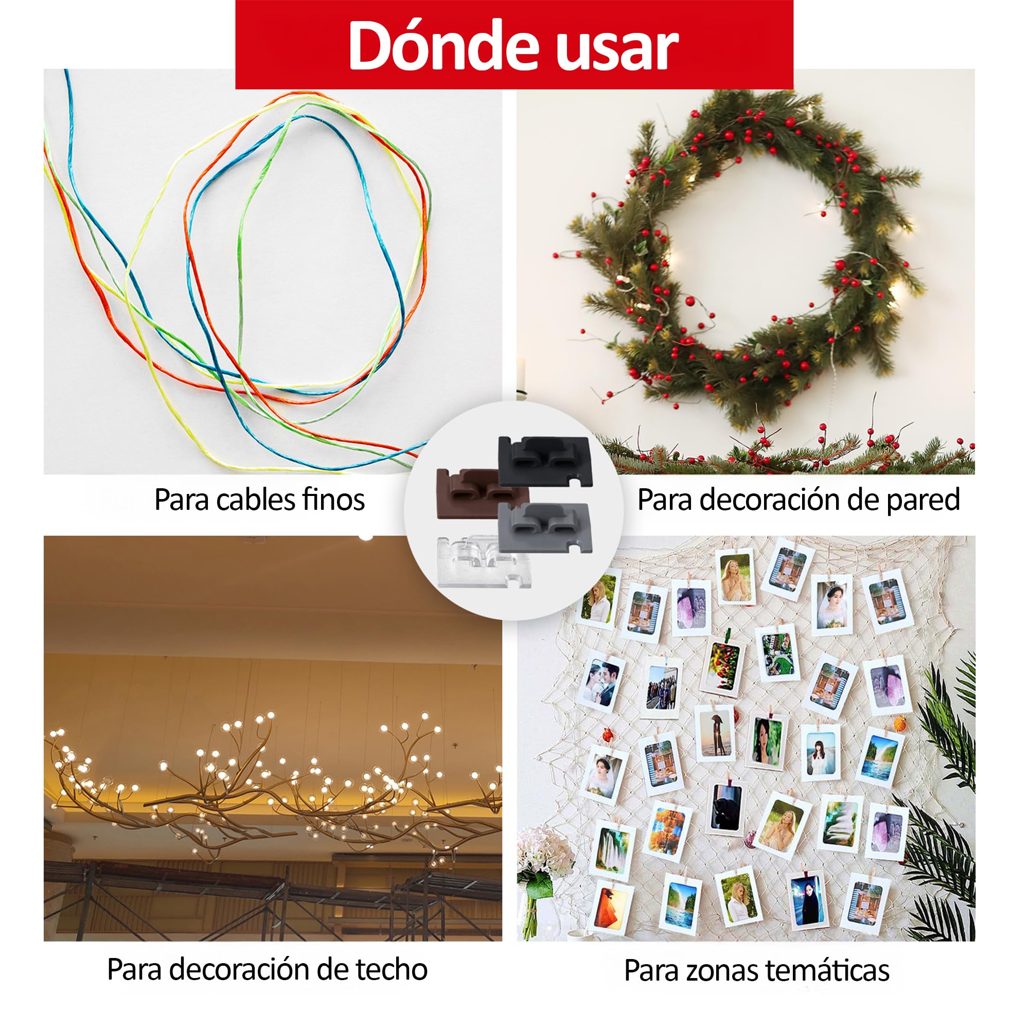Konzept 11 Ganchos red gatos 70 u. con adhesivo 60 ml, ideales para redes de balcón, color transparente, sin necesidad de taladrar, para uso en exteriores e interiores.