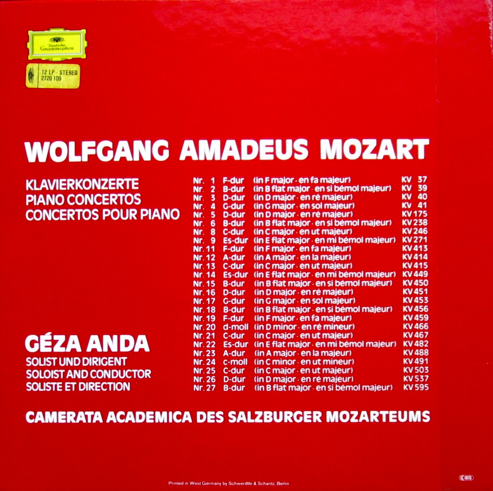 Mozart: Die Klavierkonzerte (Nr. 1-27) [Vinyl Schallplatte] [12 LP Box-Set]