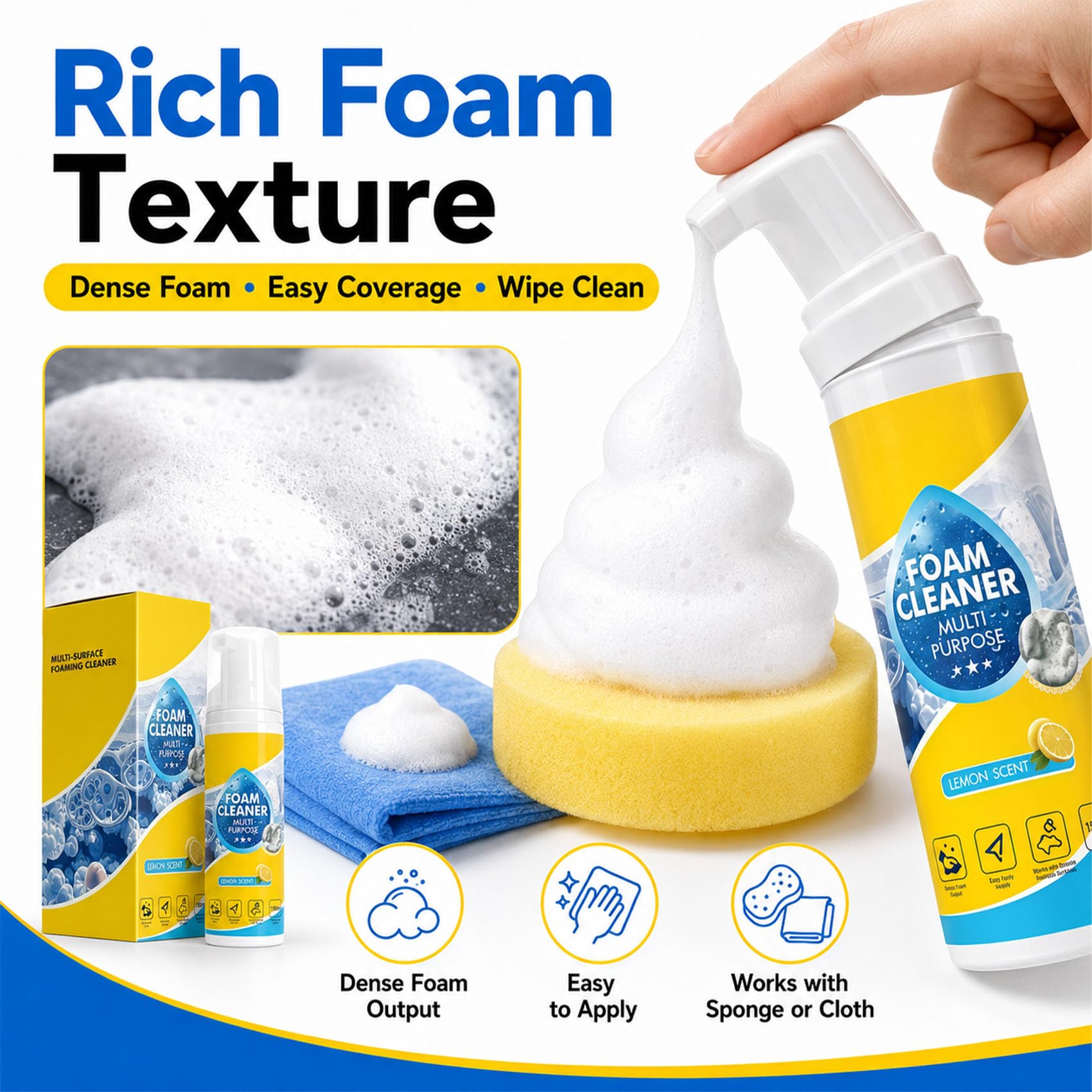 Jeeeun Foam Cleaner all Purpose, Deep Cleaning Foam Cleaner for Car Interior, Dashboard, Seats, Kitchen, Bathroom Tile And Home Surfaces (3pcs)