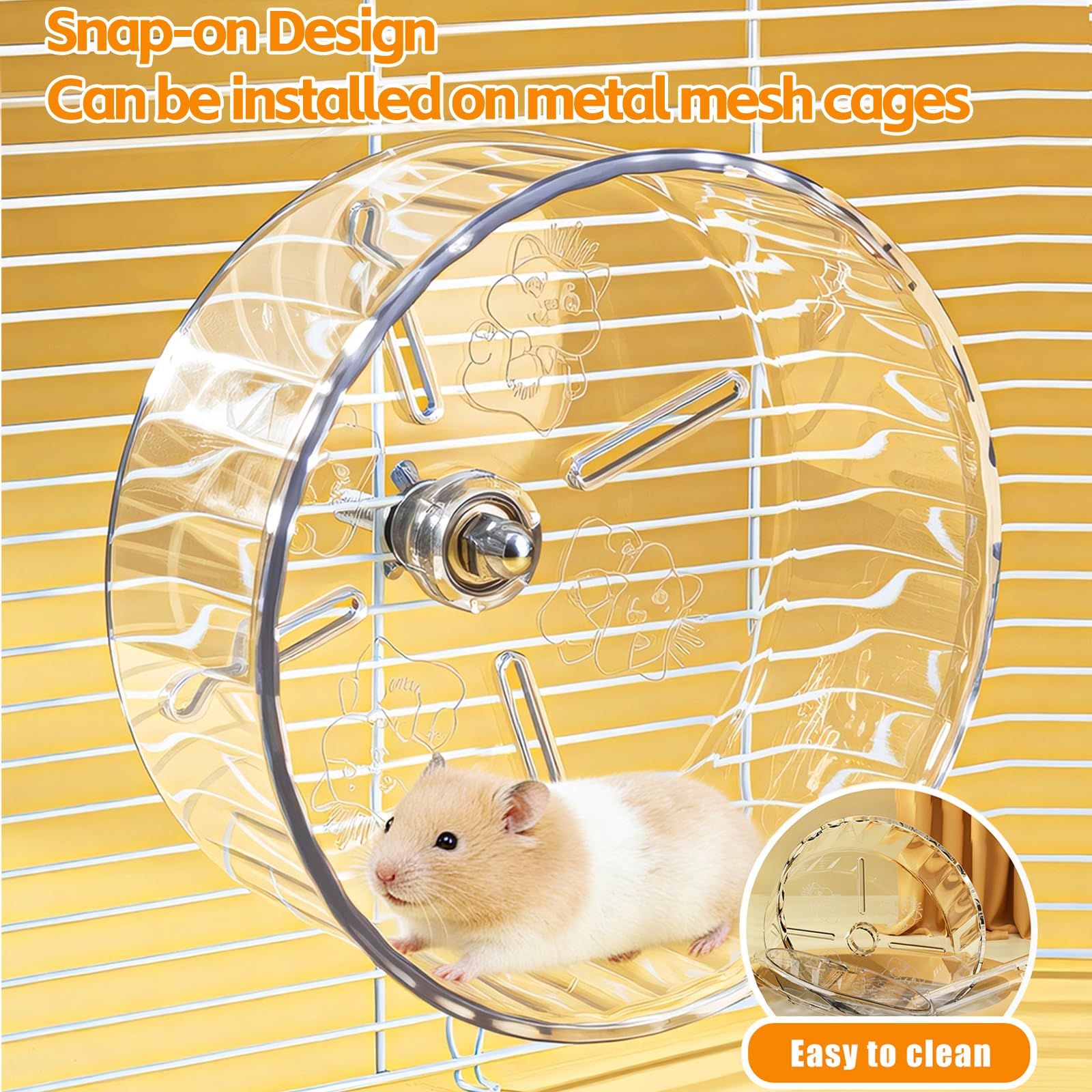 Acsist Silent Hamster Exercise Wheel,9.5 Inch Quiet Spinner Syrian Hamster Running Wheel,Silent Wheels with Anti-Skid & Adjustable Stand for Gerbils, Rats, or Other Small Pets,Transparent - image 5