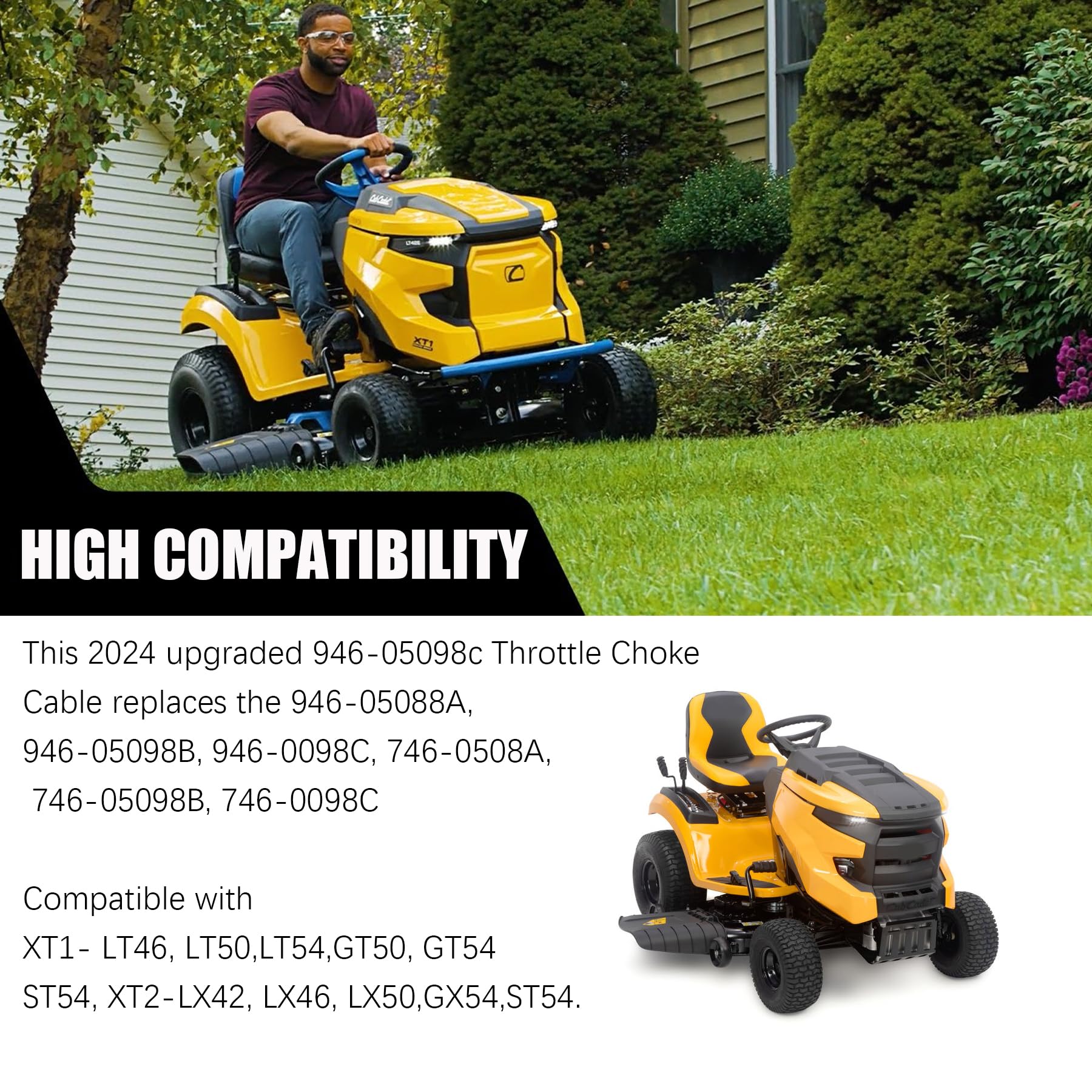 Câble D'accélérateur (starter) De Remplacement - Compatible Cub Cadet XT1-GT50, GT54, LT46, LT50, ST54, XT2-GX54, XT2-LX42, LX46