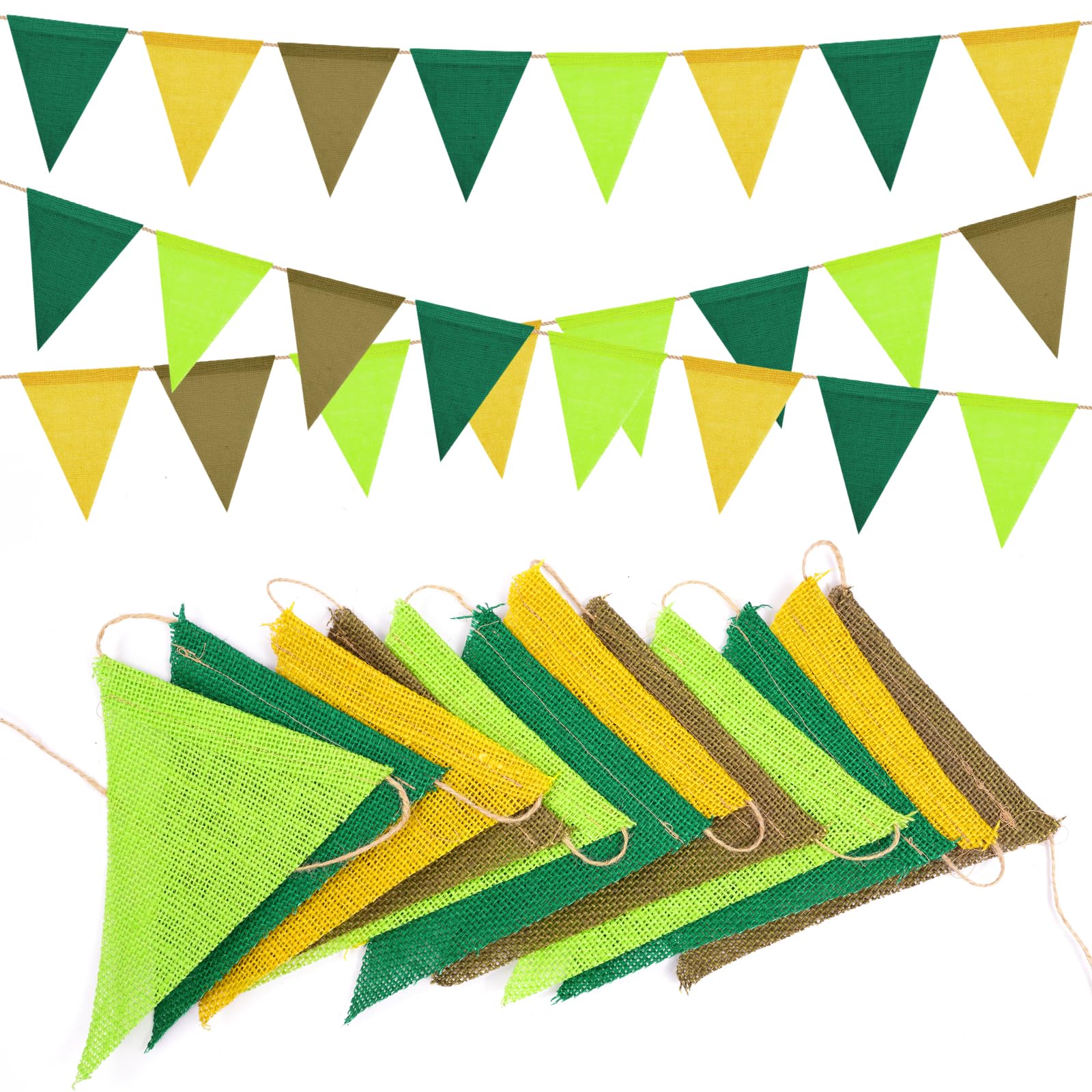 Vicloon Bunting Banner, 36PCS Reusable Outdoor Waterproof Bunting, 12M Vintage Burlap Buntings Banner, Rustic Linen Garlands for Wedding Birthday Party Home Festival Decoration Boho Camping Rustic