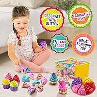 Vista 2 de GirlZone Kit de arte de arena para niños, arena moldeable de 2 libras en estilo Sweet Cakes, incluye 17 herramientas para diseño creativo