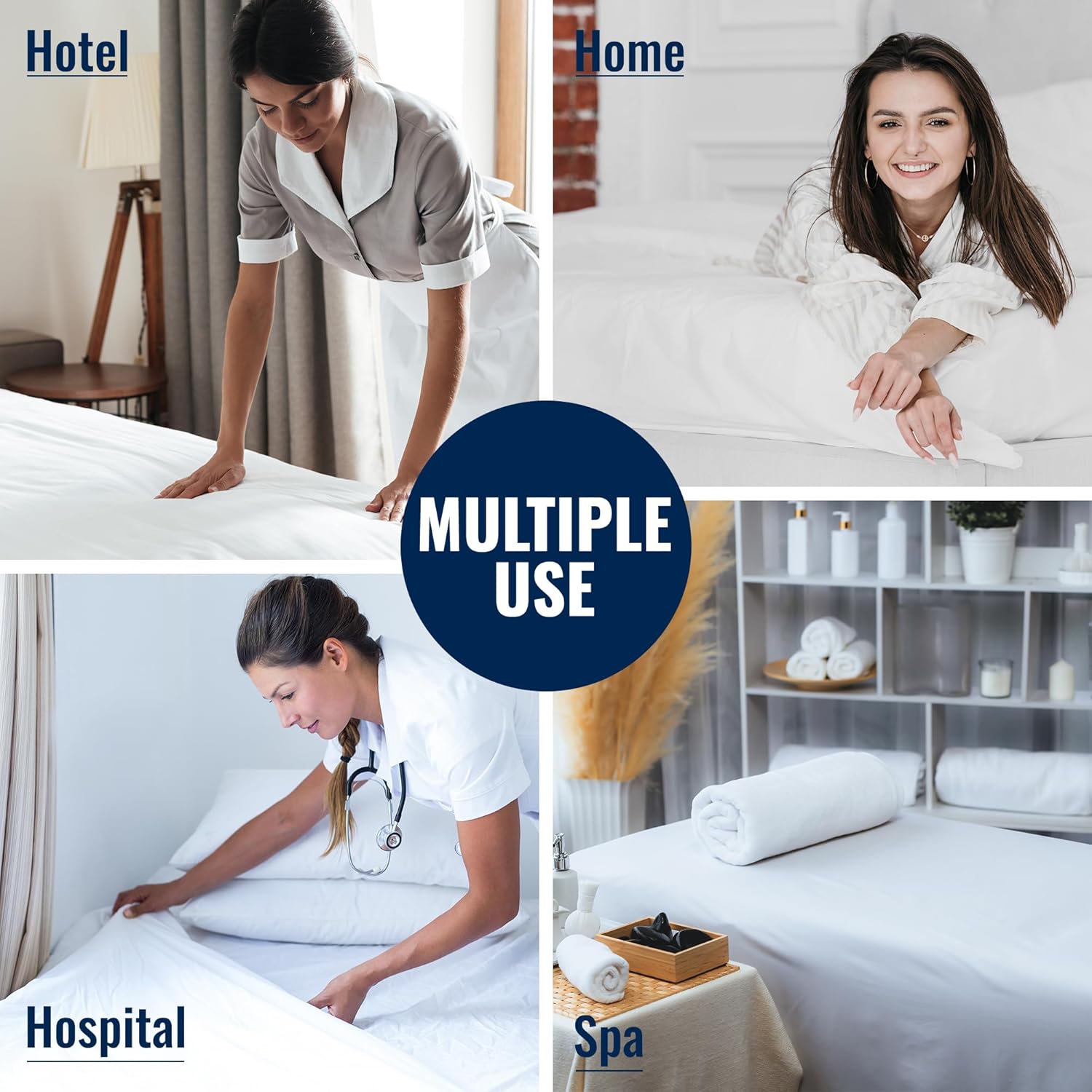 King White Flat Sheets – Pack of 24 (108x110) - T-200 Polycotton Plain Percale - Durable, Easy-Care Bedding for Hotels, Healthcare & Hospitality