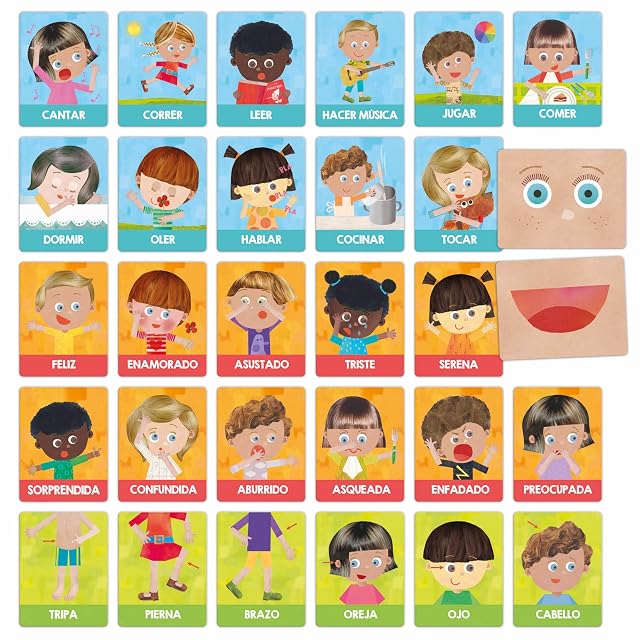 Foto 2 de 2 de Naipes Heraclio Fournier Headu Flash Cards emociones y acciones Montessori